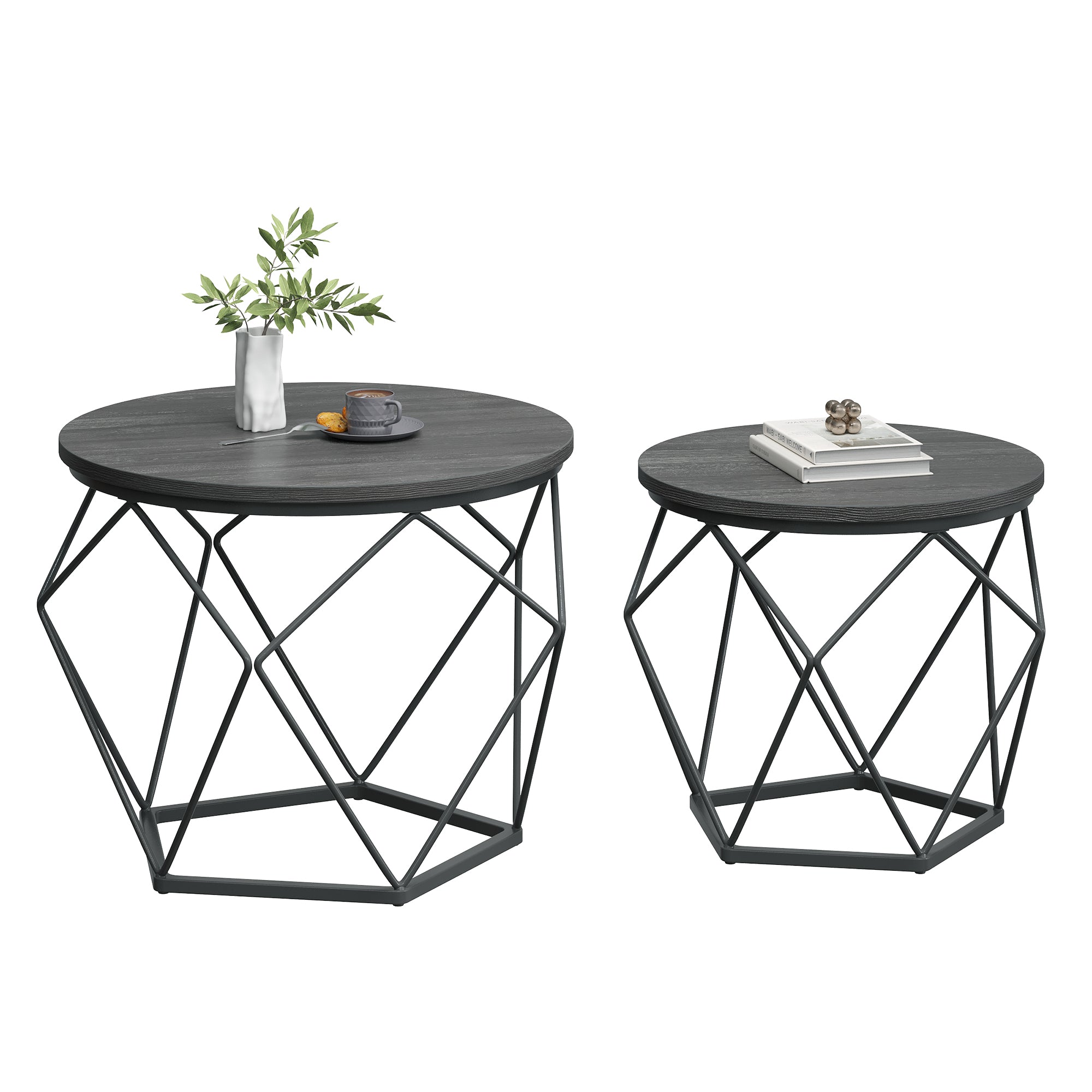 Couchtisch rund, 2er Set, Wohnzimmertisch