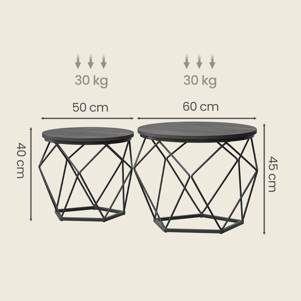 Couchtisch rund, 2er Set, Wohnzimmertisch