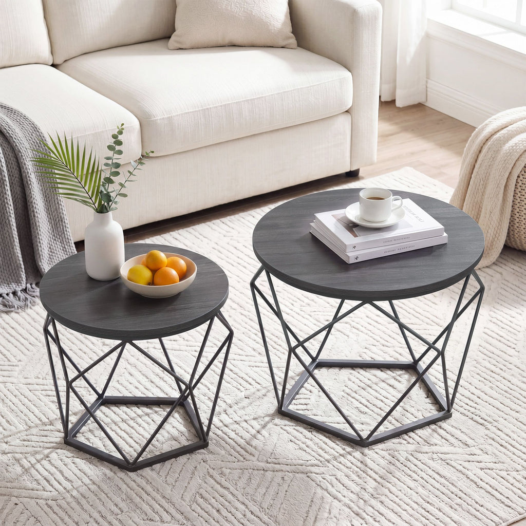 Couchtisch rund, 2er Set, Wohnzimmertisch