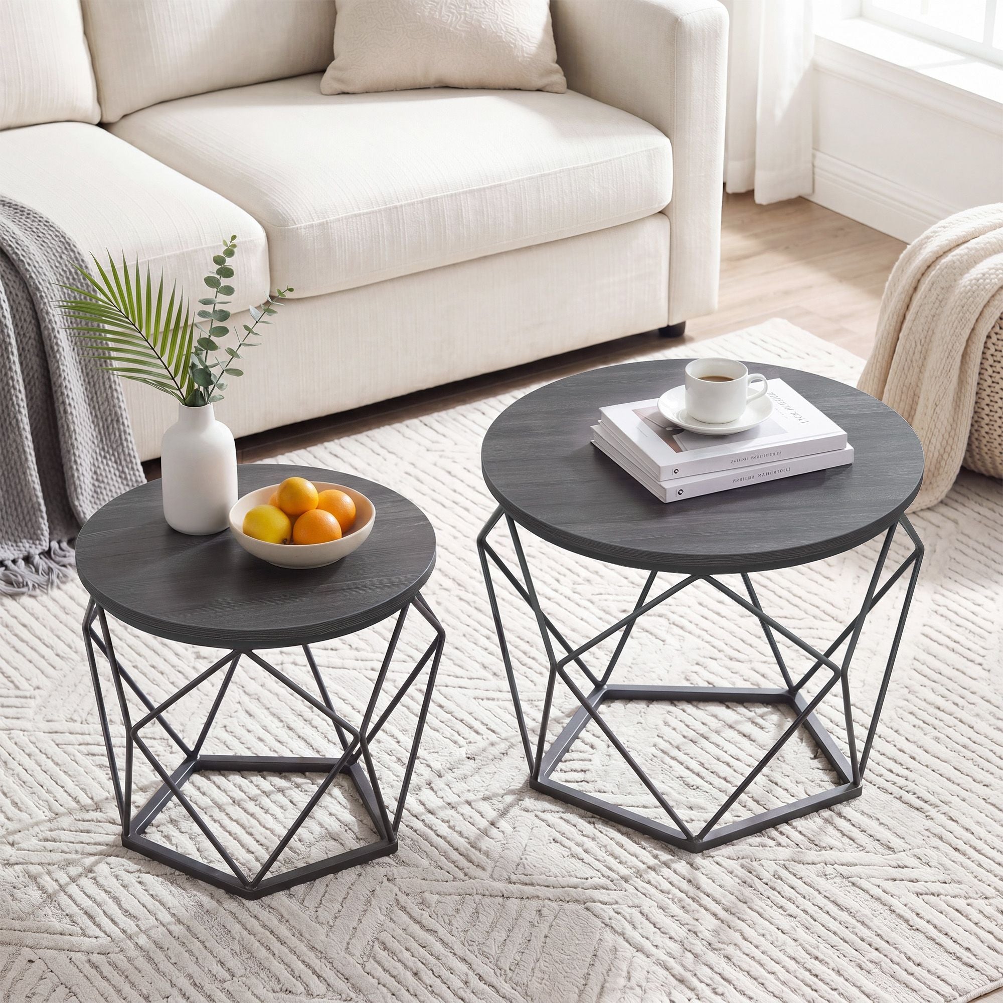 Couchtisch rund, 2er Set, Wohnzimmertisch