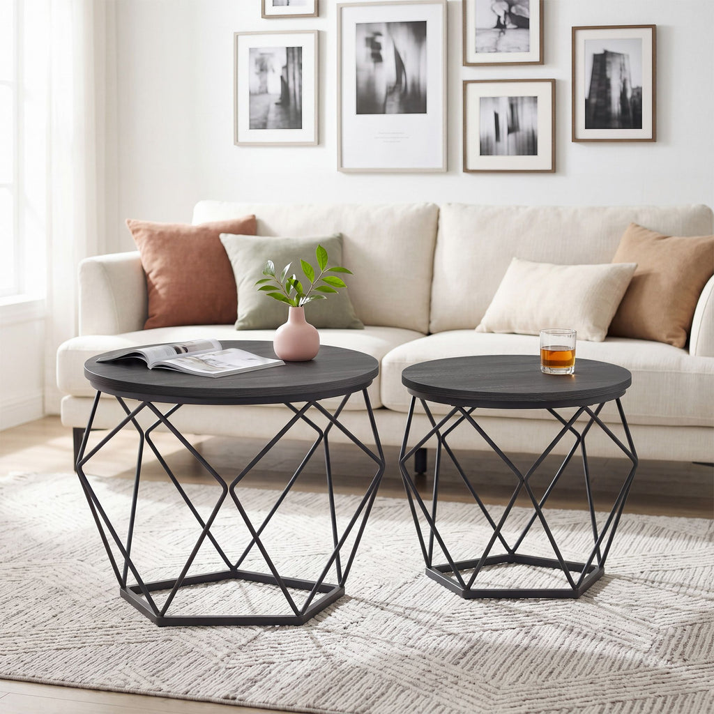 Couchtisch rund, 2er Set, Wohnzimmertisch