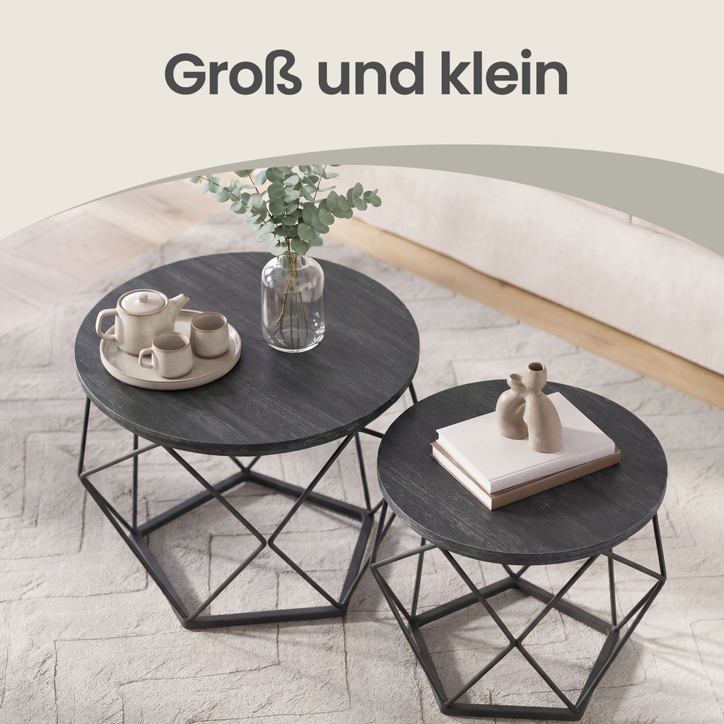 Couchtisch rund, 2er Set, Wohnzimmertisch