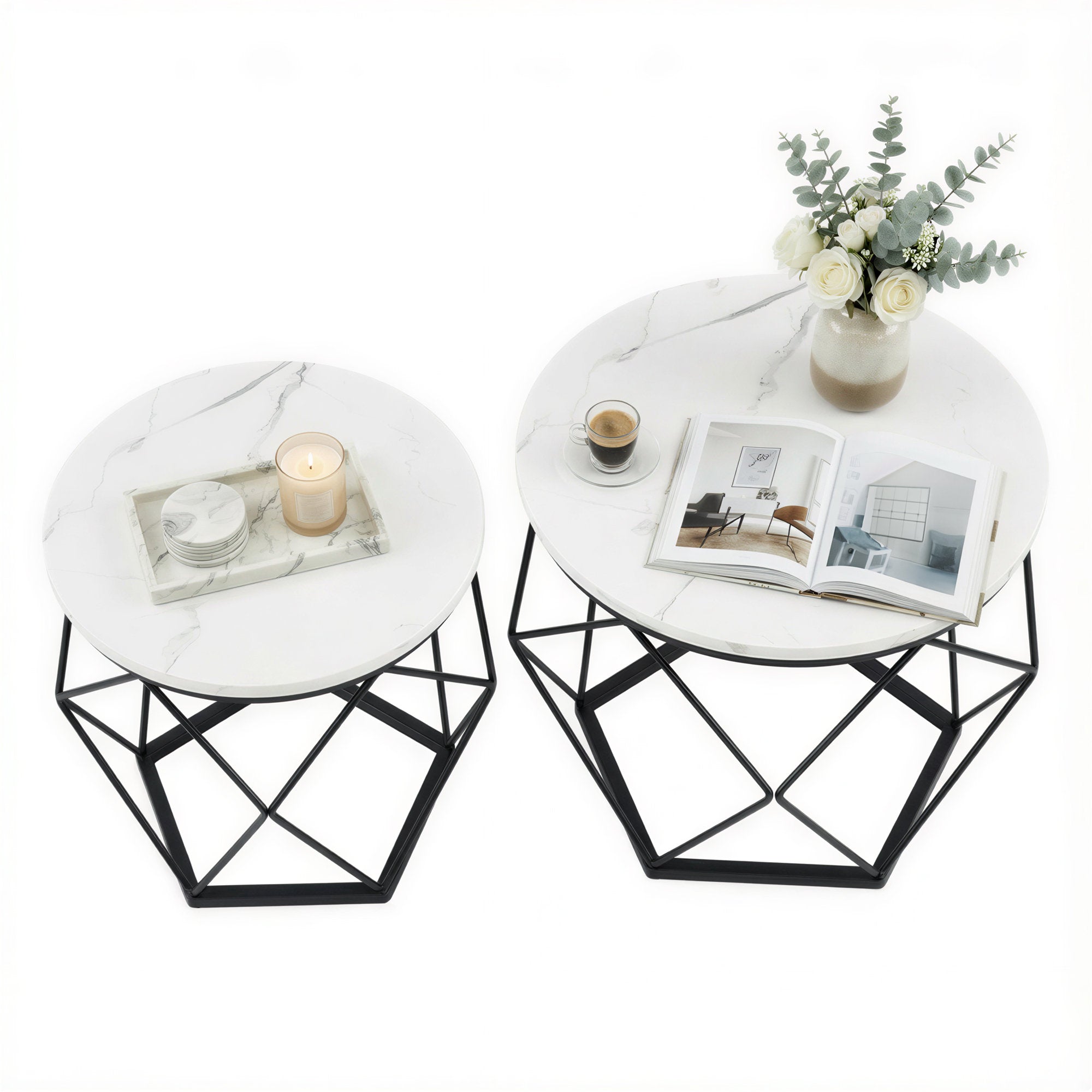 Couchtisch rund, 2er Set, Wohnzimmertisch
