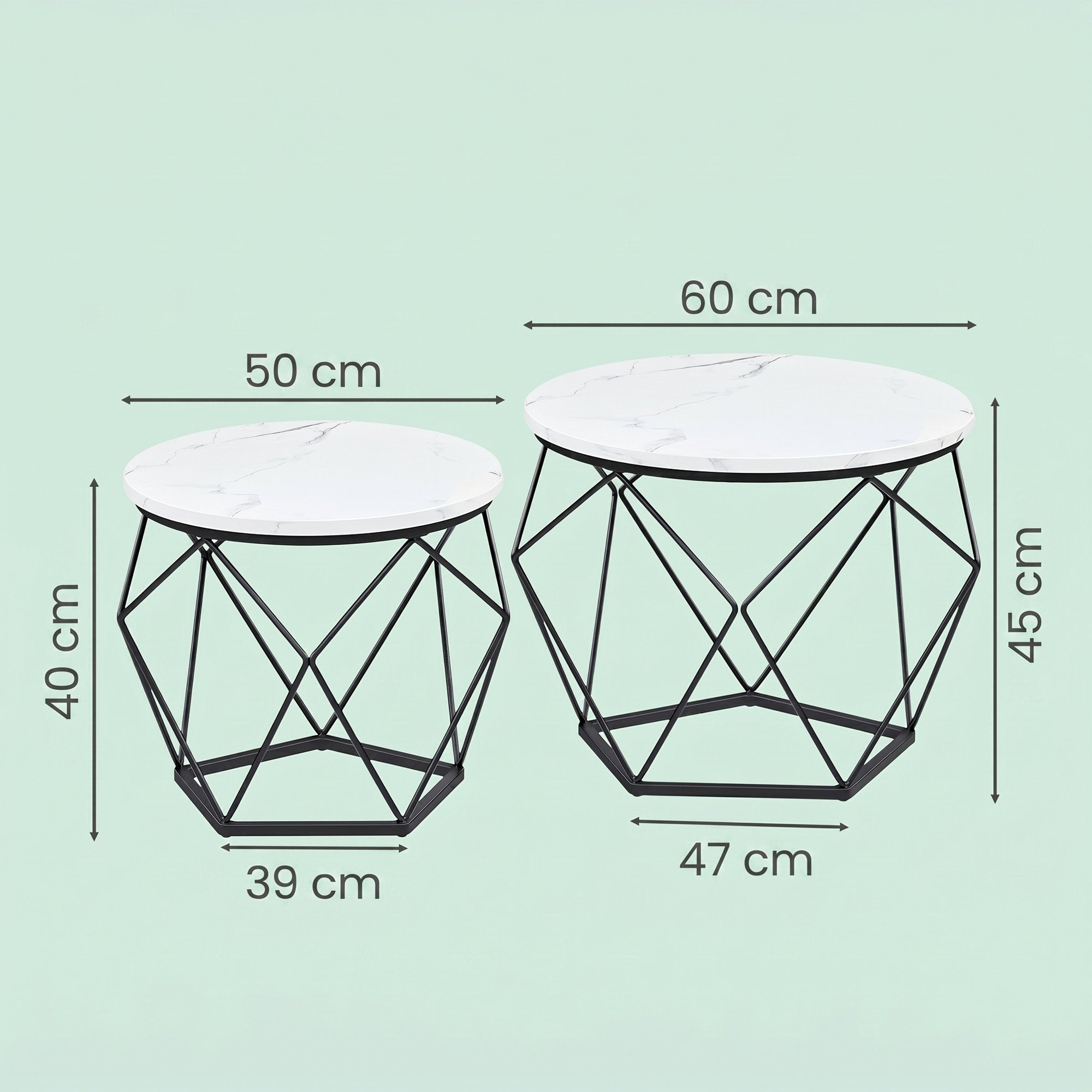 Couchtisch rund, 2er Set, Wohnzimmertisch