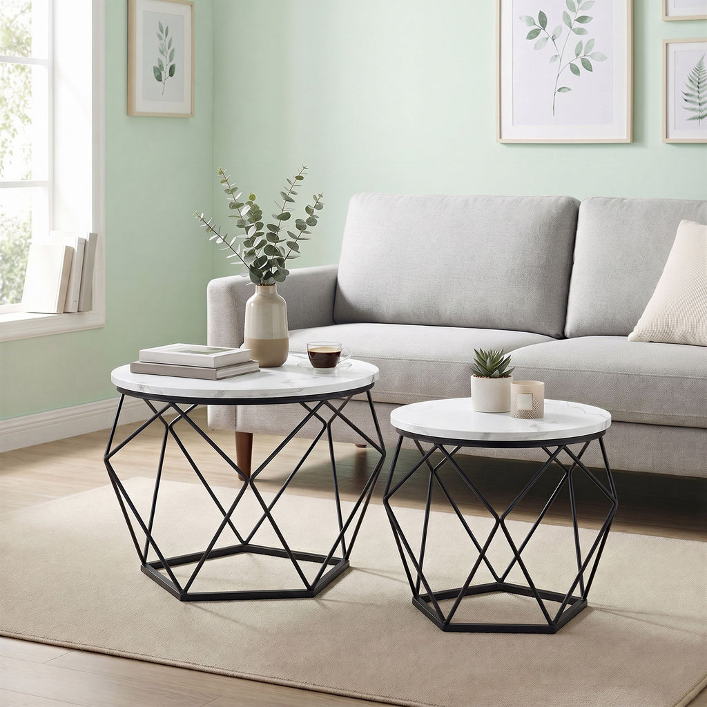 Couchtisch rund, 2er Set, Wohnzimmertisch