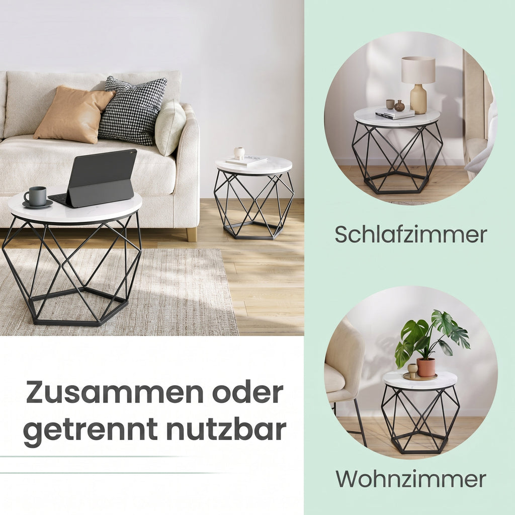 Couchtisch rund, 2er Set, Wohnzimmertisch