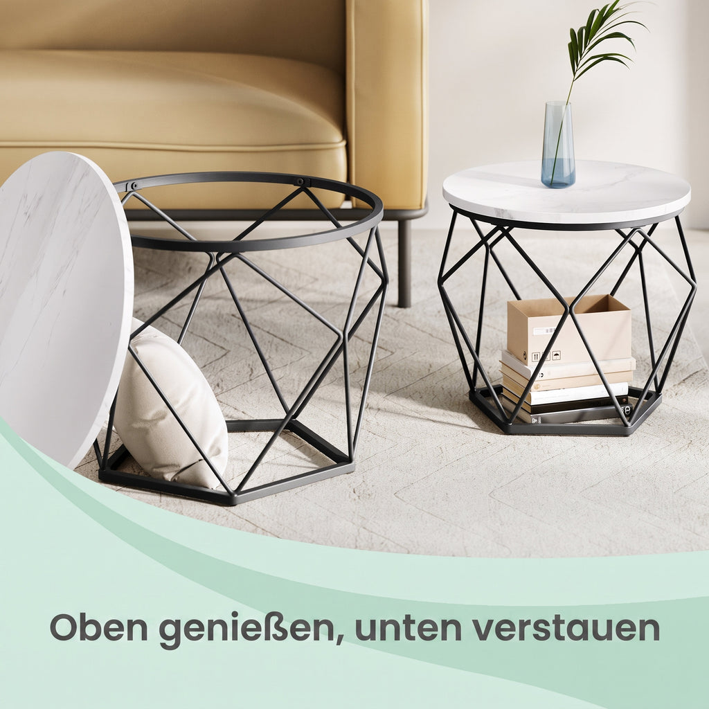 Couchtisch rund, 2er Set, Wohnzimmertisch
