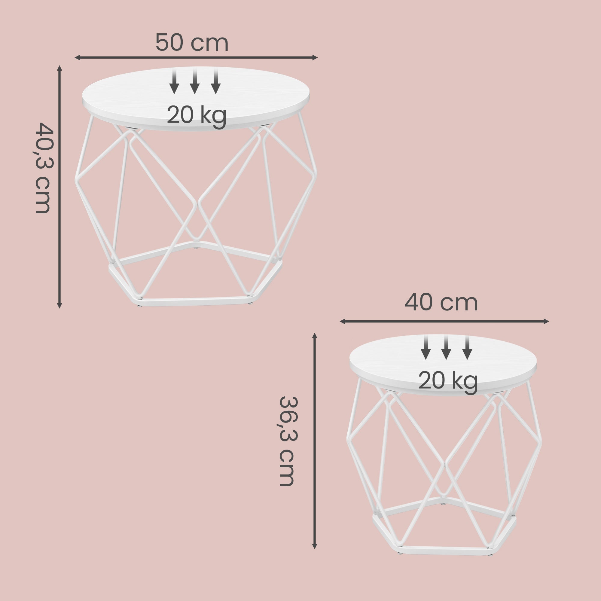 Couchtisch rund, 2er Set, Beistelltisch