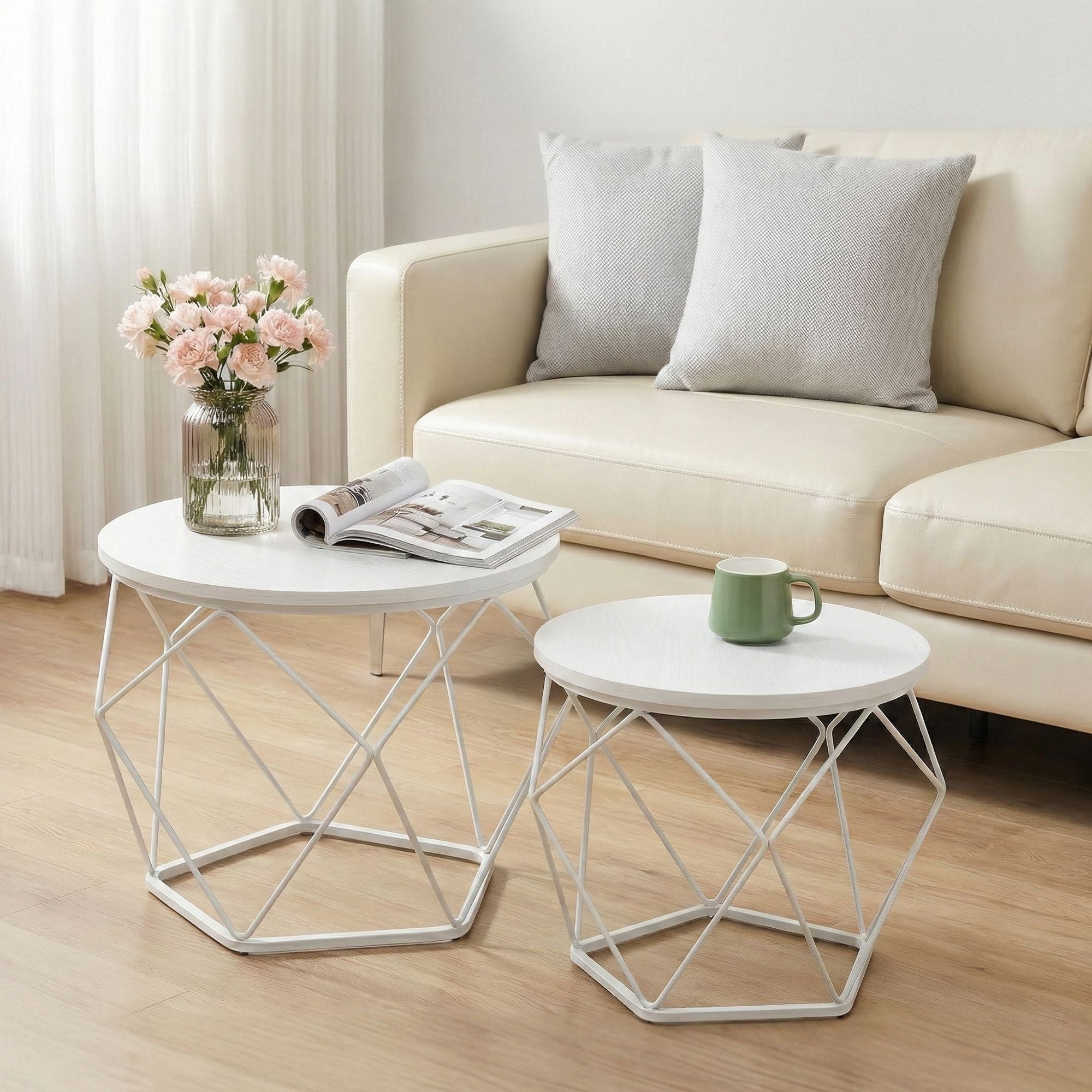 Couchtisch rund, 2er Set, Beistelltisch