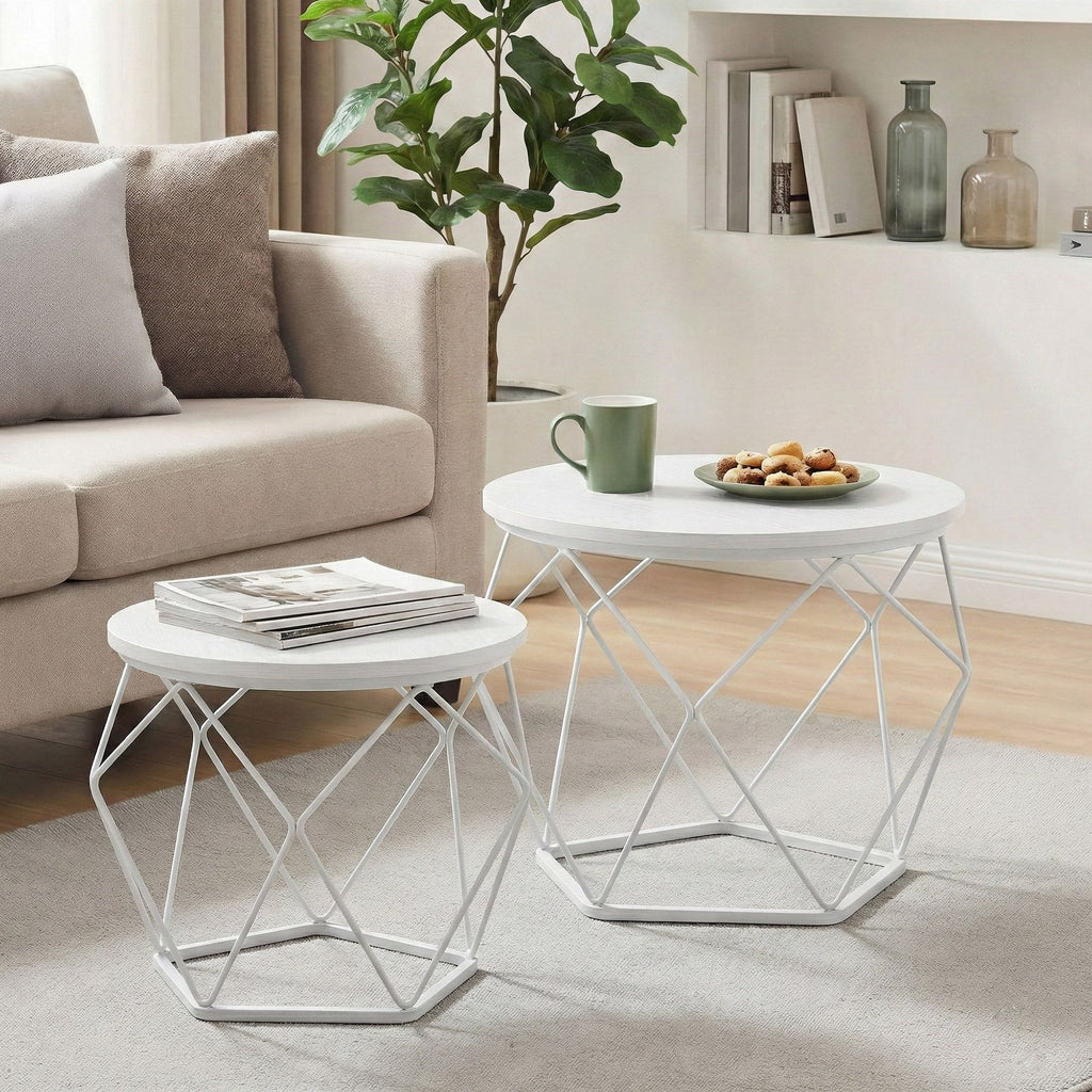 Couchtisch rund, 2er Set, Beistelltisch