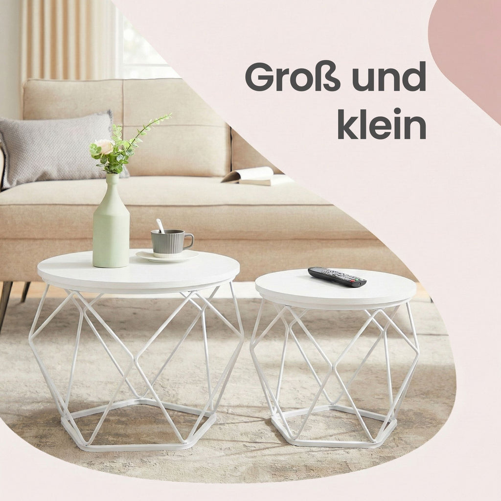 Couchtisch rund, 2er Set, Beistelltisch