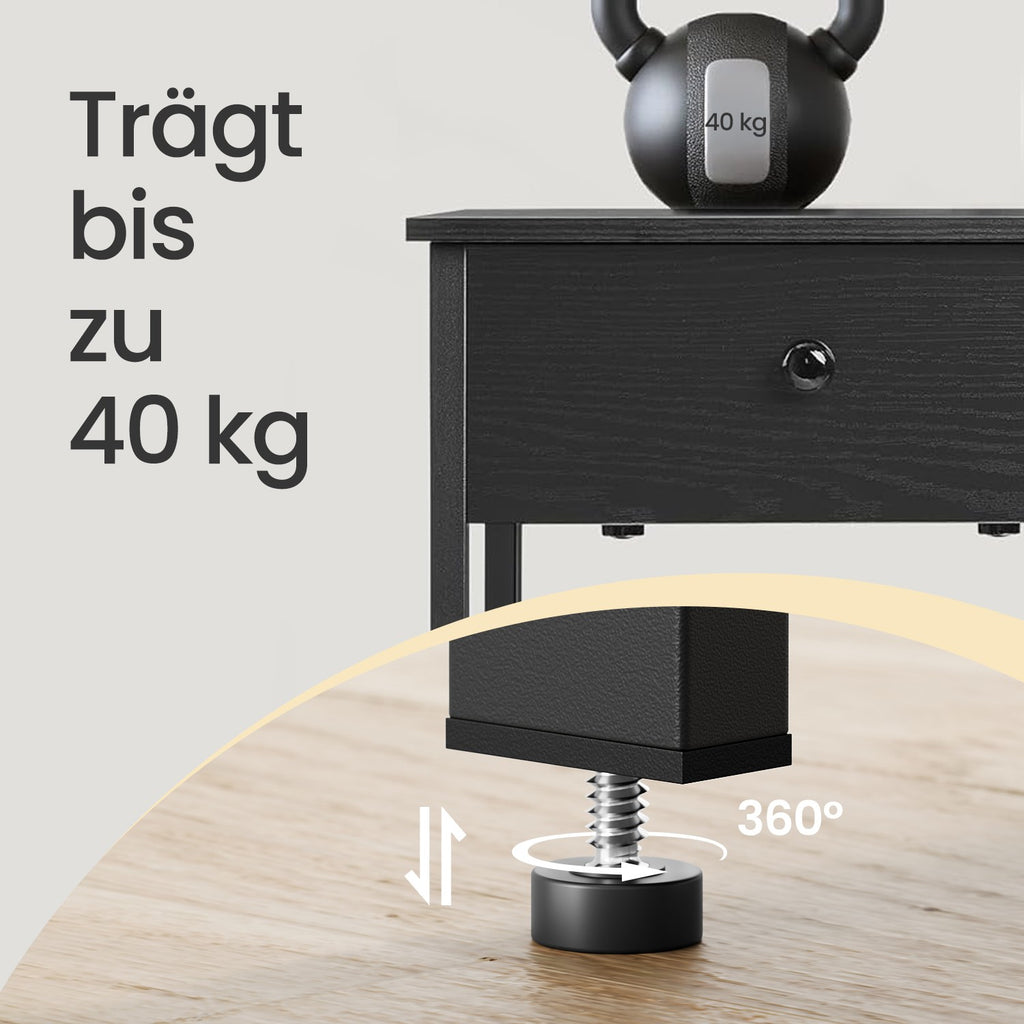 Beistelltisch mit Schublade und Ablage ebenholzschwarz