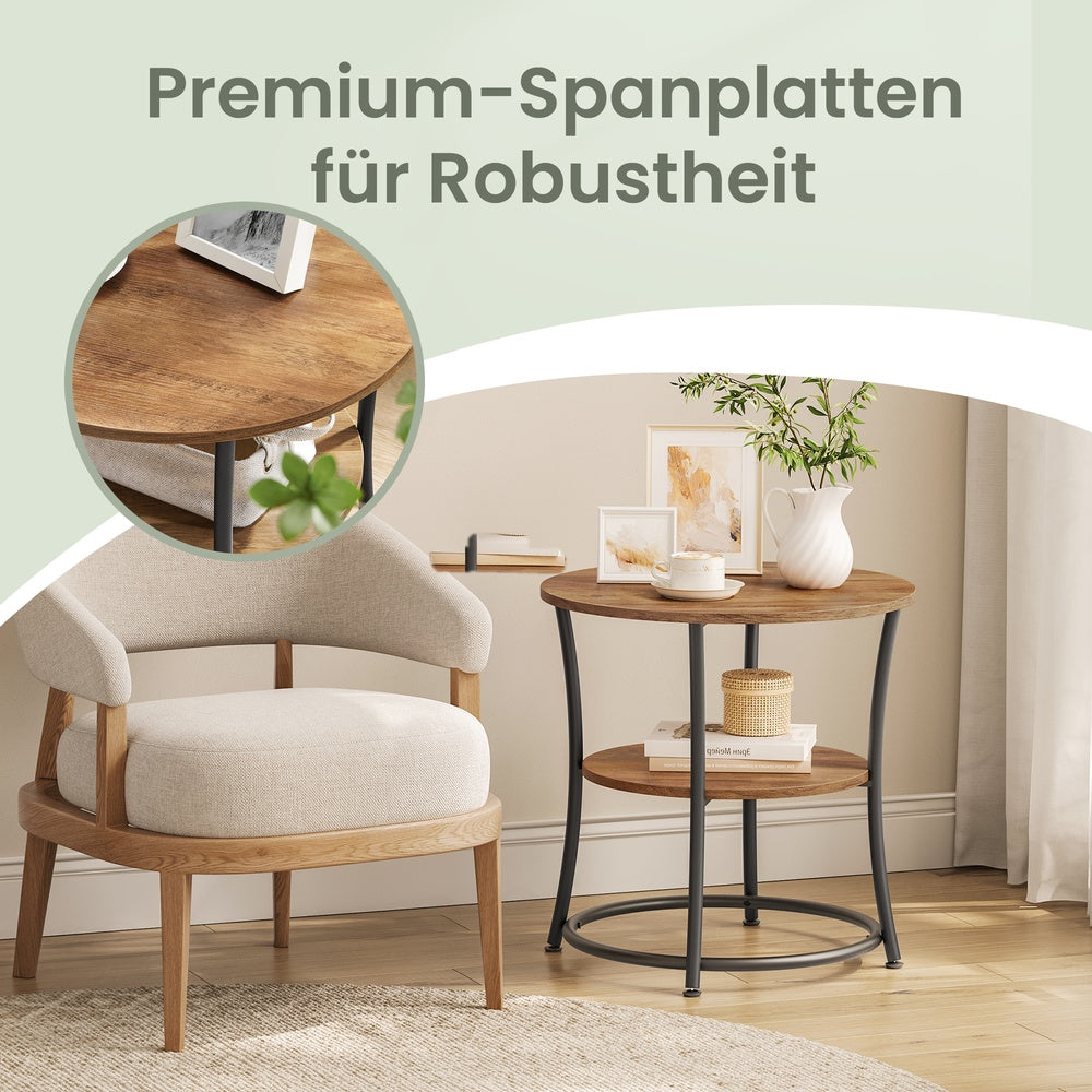 Beistelltisch mit 2 Ablagen, Metallgestell, Nachttisch