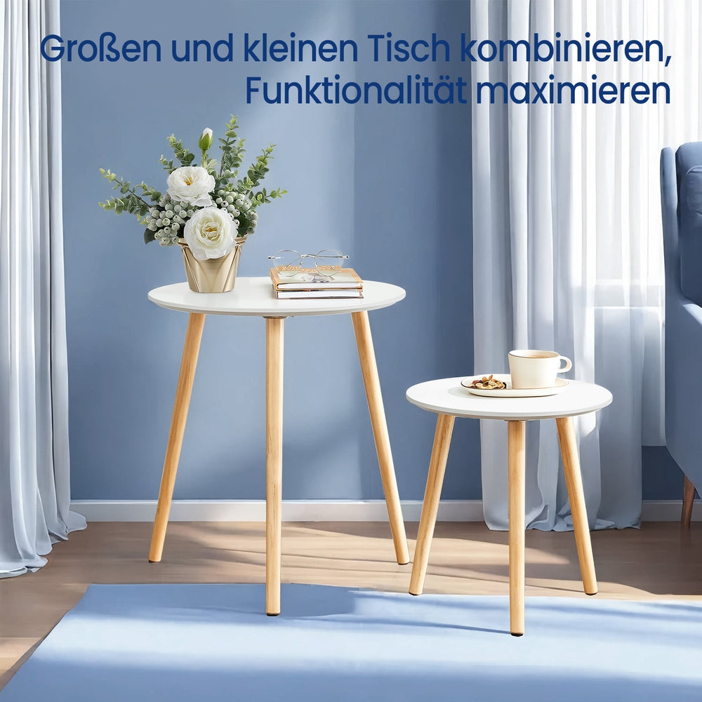 Beistelltisch-Set rund, 2 Moderne Sofatische, minimalistisch