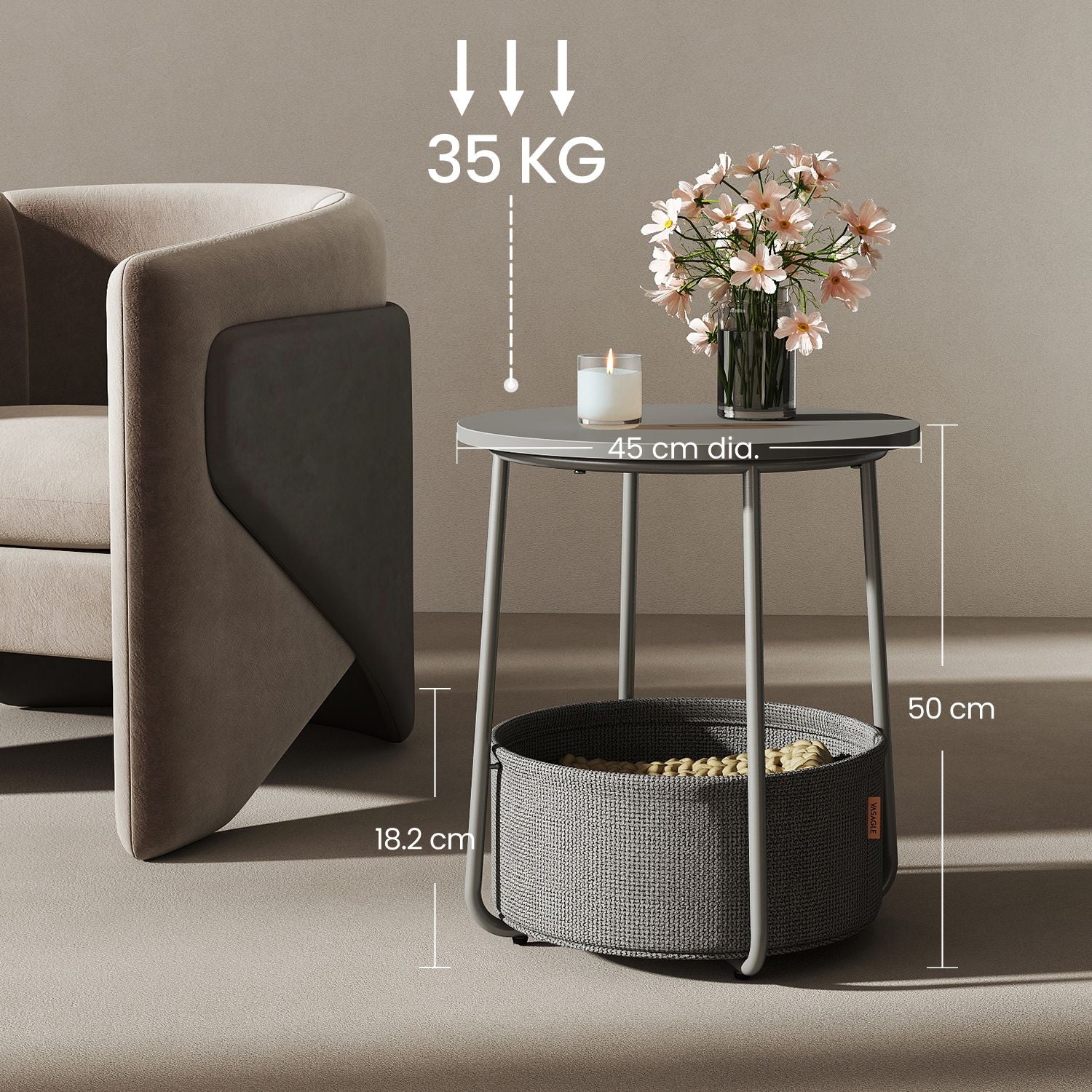 Beistelltisch rund, kleiner Tisch, Couchtisch klein