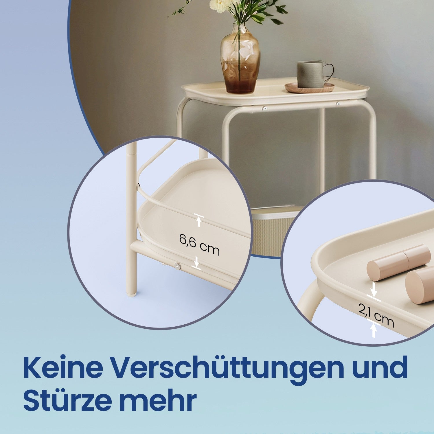 Nachttisch 2-stufig, kleiner Beistelltisch, moderner Couchtisch