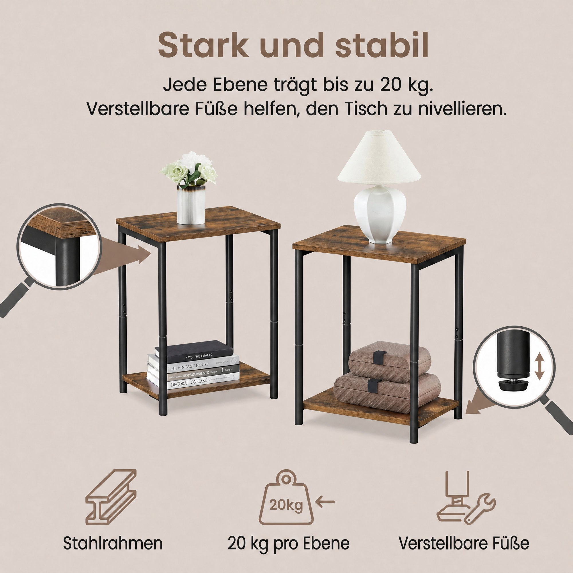 Beistelltische, Nachttische, 2er Set