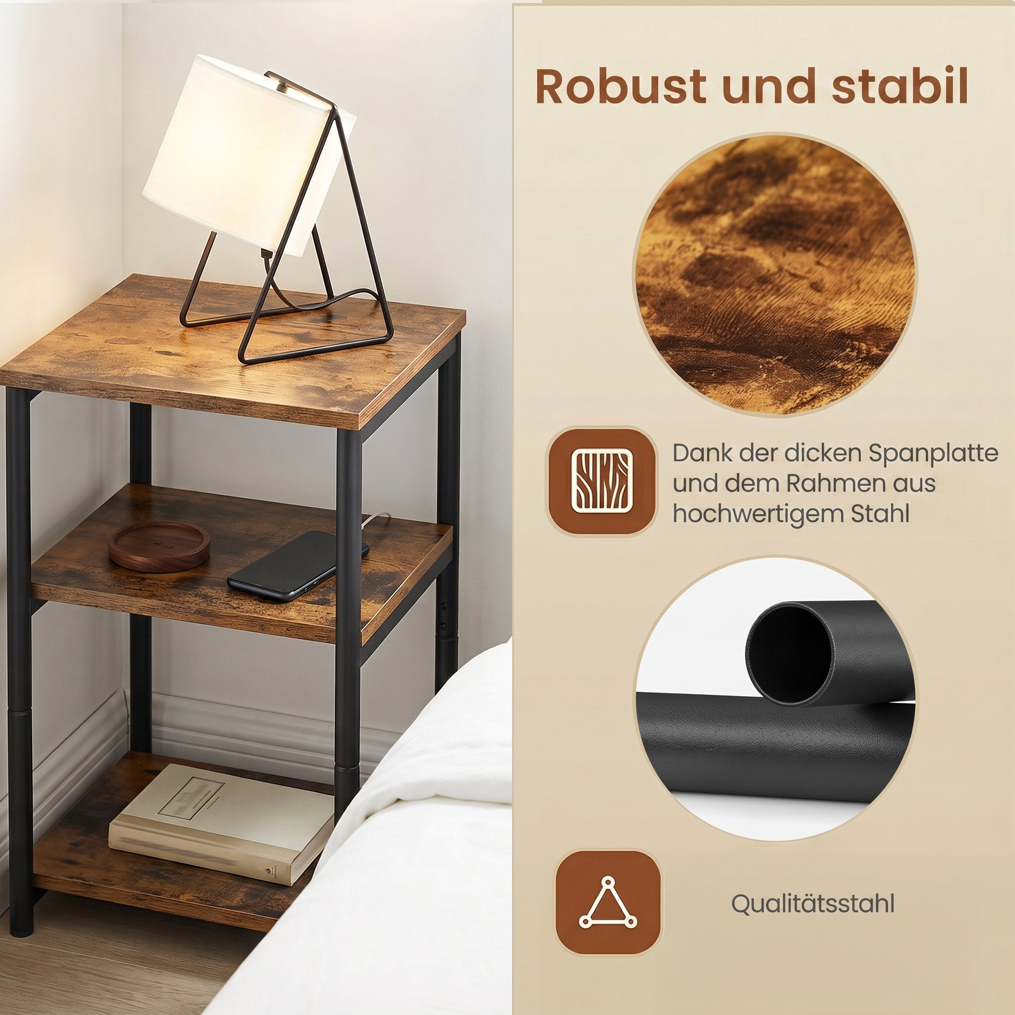 Beistelltisch, kleiner Tisch, hoher Nachttisch