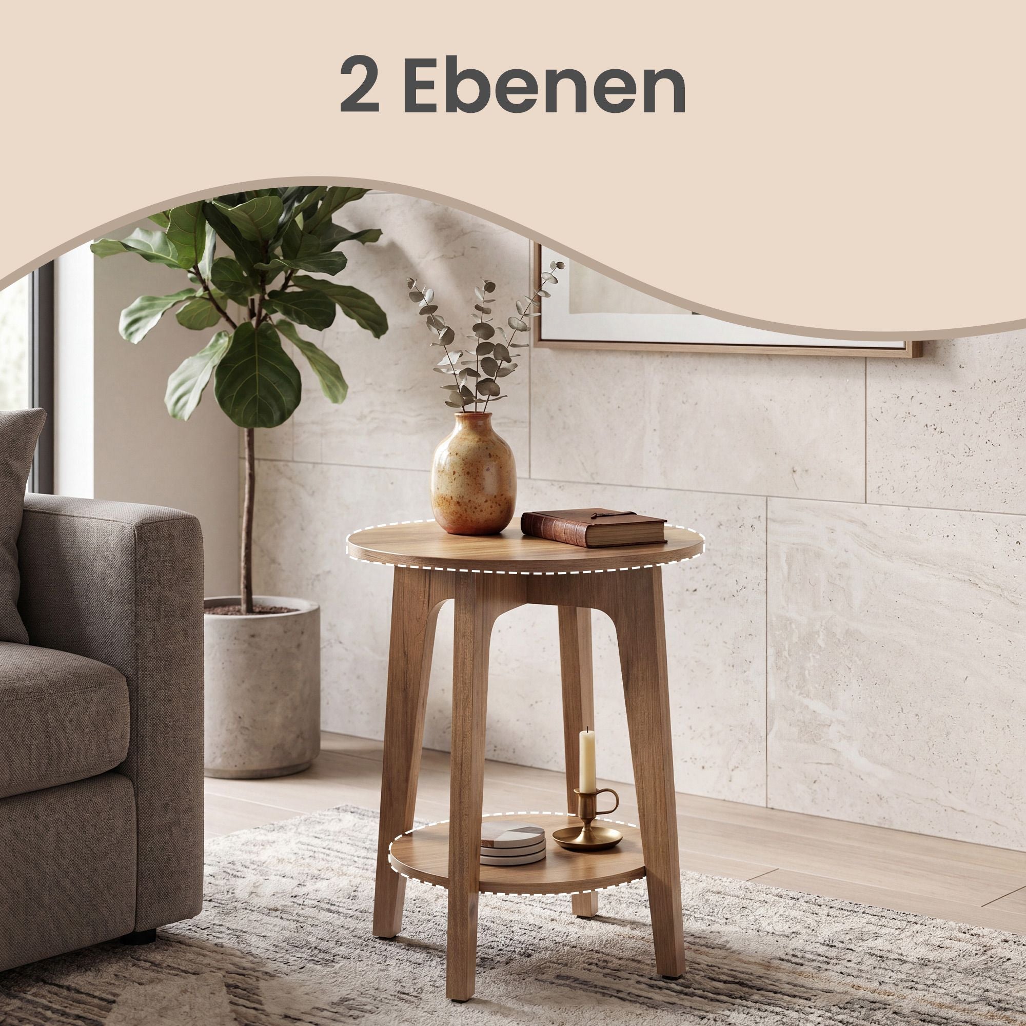 Beistelltisch, Sofatisch, kleiner runder Tisch