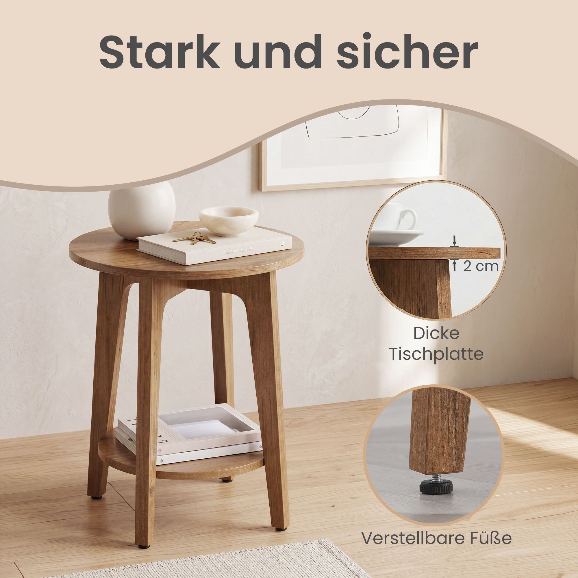 Beistelltisch, Sofatisch, kleiner runder Tisch