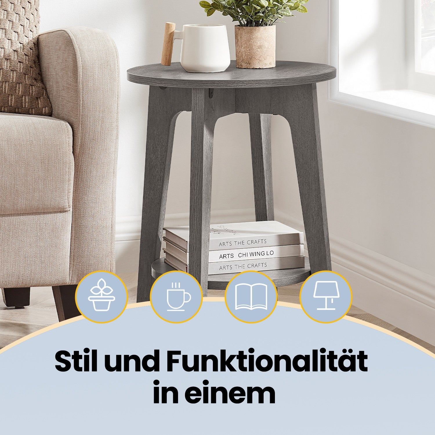 Beistelltisch, Sofatisch, kleiner runder Tisch