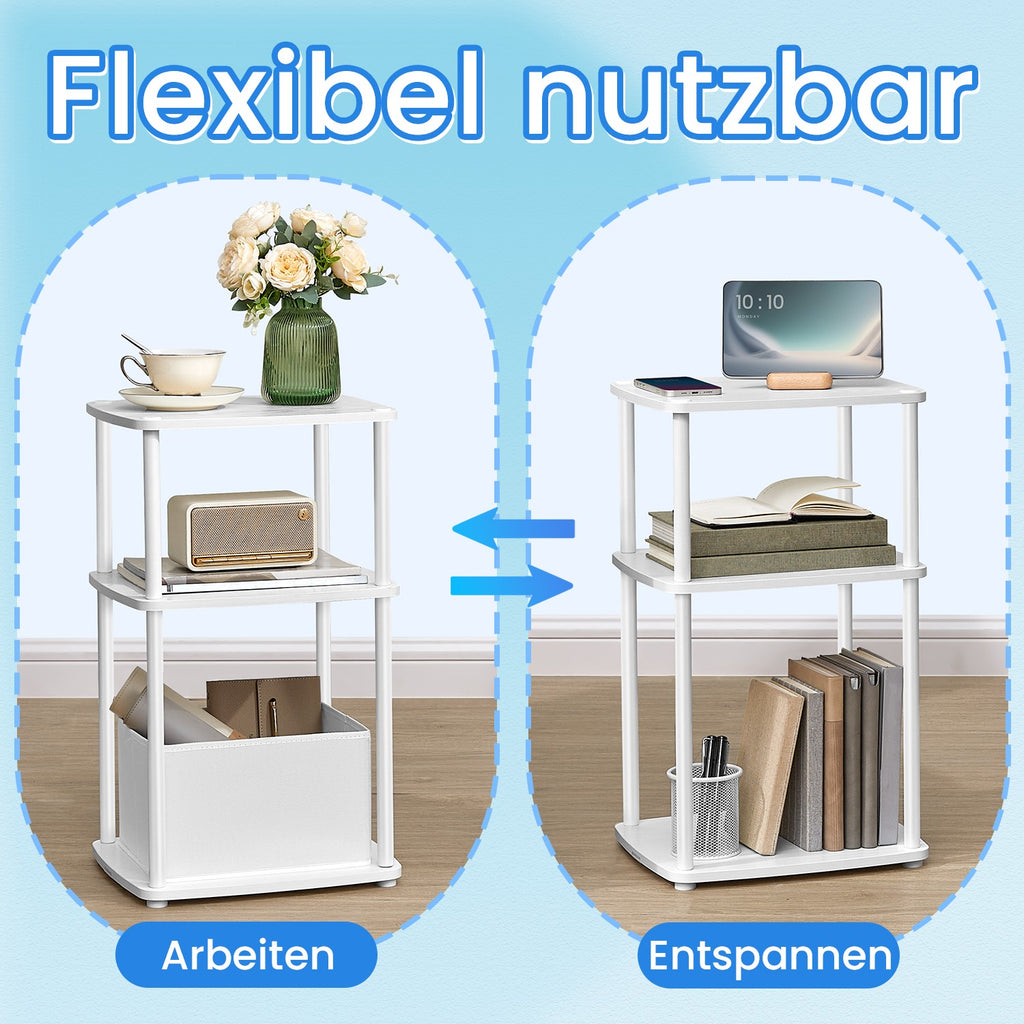Beistelltisch mit 3 Ablagen 30 x 34 x 58 cm schneeweiß