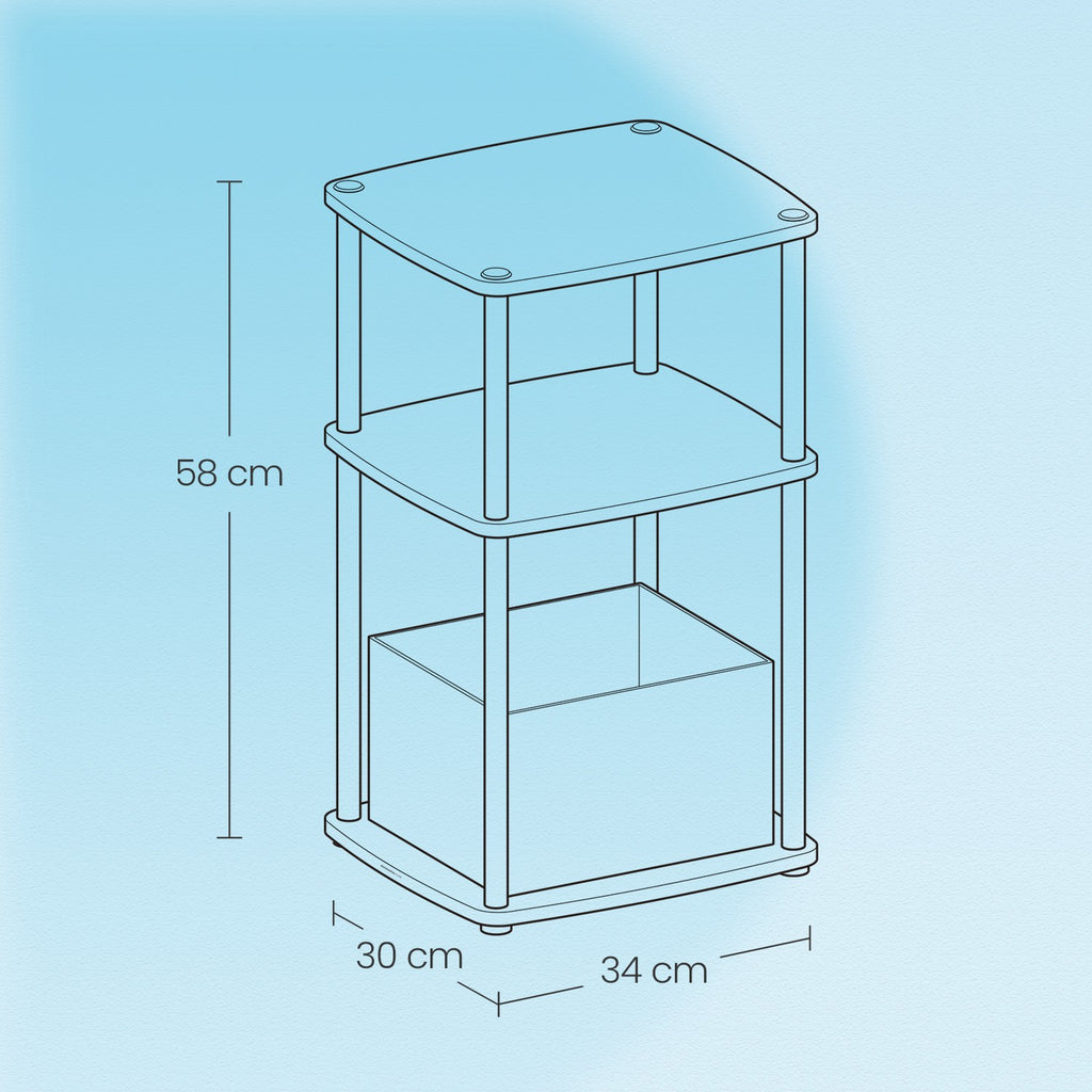 Beistelltisch mit 3 Ablagen 30 x 34 x 58 cm schneeweiß