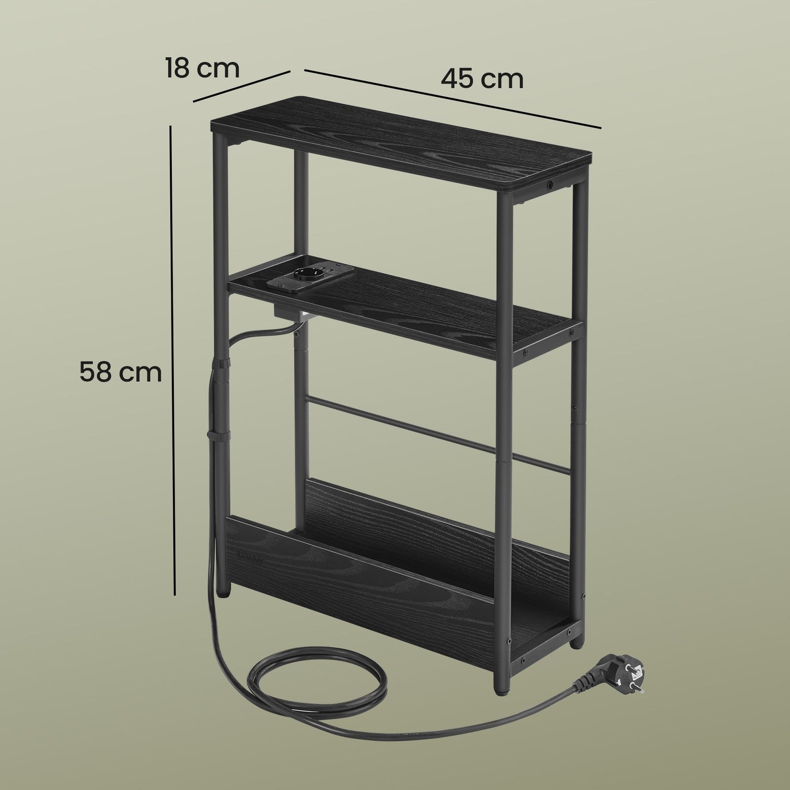 Beistelltisch mit Ladefunktion, 3 Ebenen, für Wohnzimmer