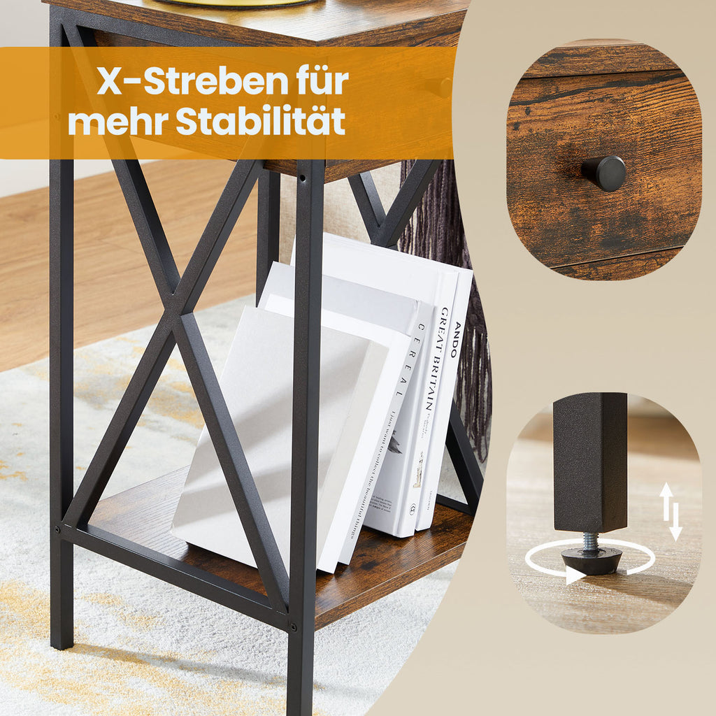 Nachttisch Beistelltisch vintagebraun-schwarz