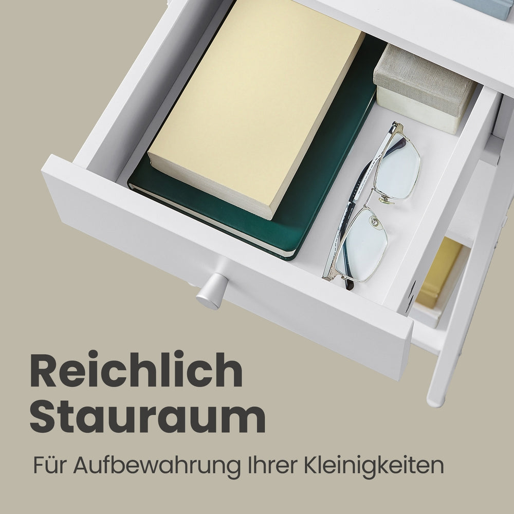 Nachttisch, Beistelltisch, Schublade und offene Fächer