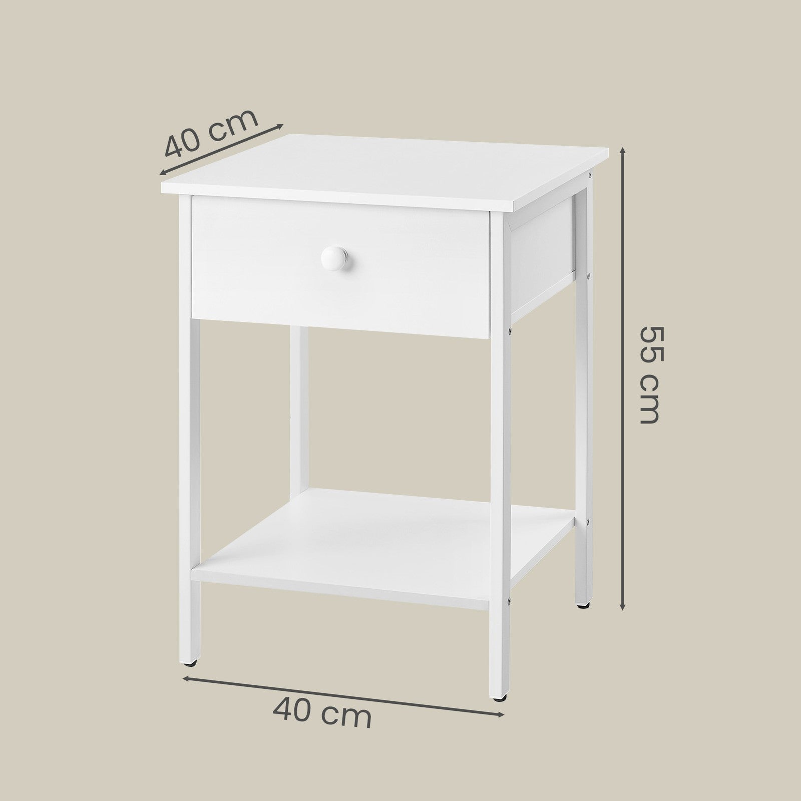 2 Nachtkommoden, mit Schublade, Beistelltisch für Schlafzimmer