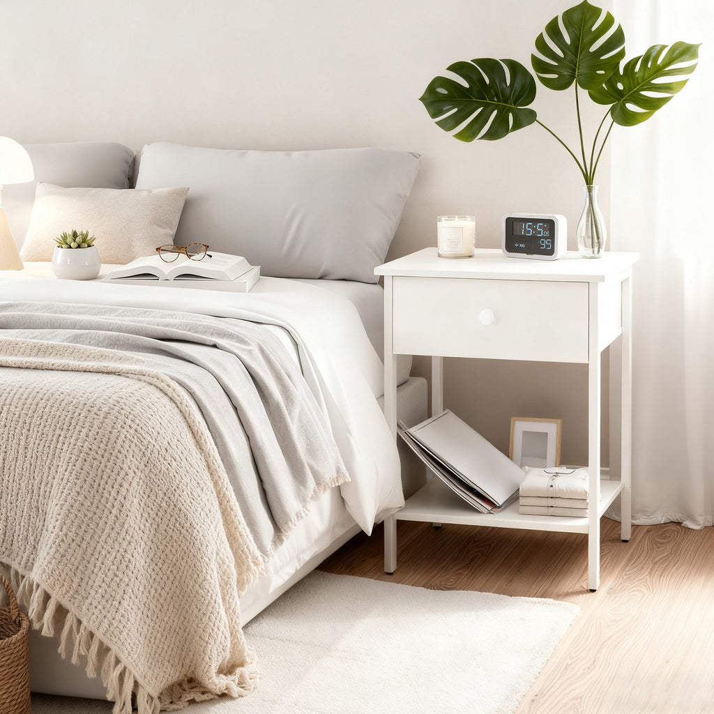 2 Nachtkommoden, mit Schublade, Beistelltisch für Schlafzimmer