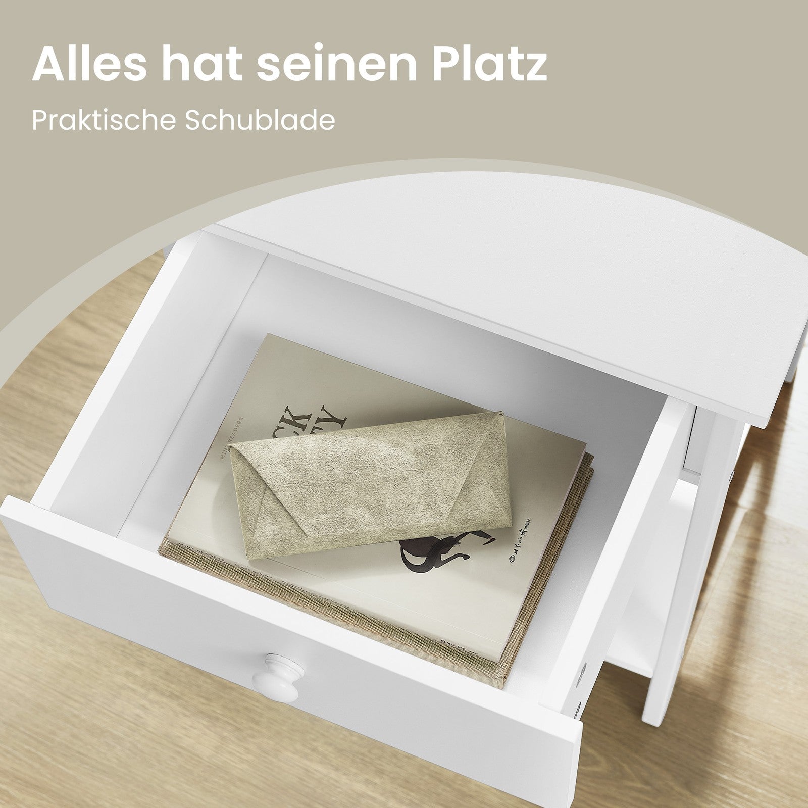 2 Nachtkommoden, mit Schublade, Beistelltisch für Schlafzimmer
