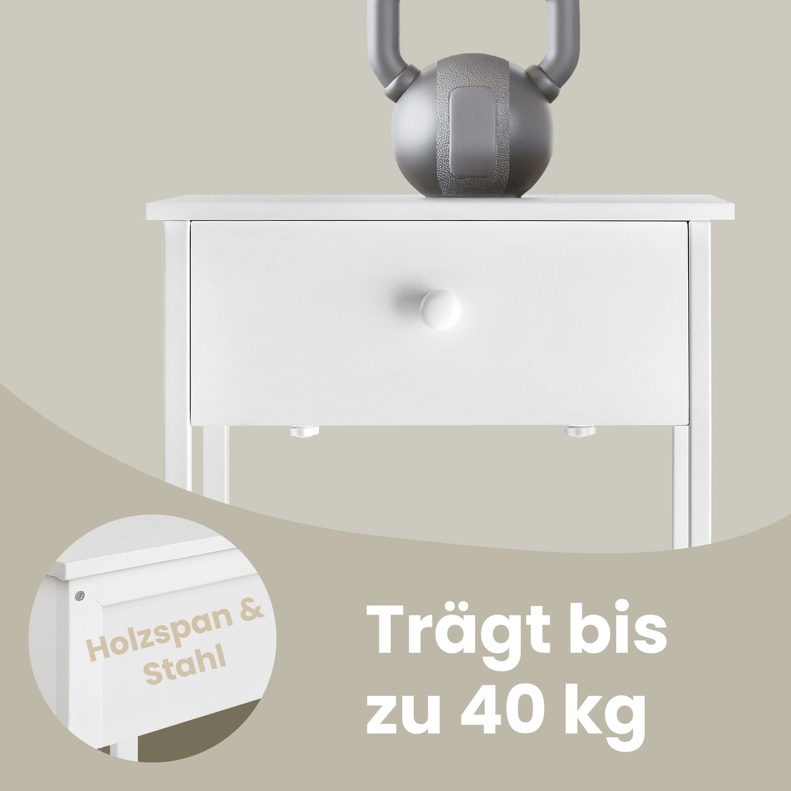 2 Nachtkommoden, mit Schublade, Beistelltisch für Schlafzimmer
