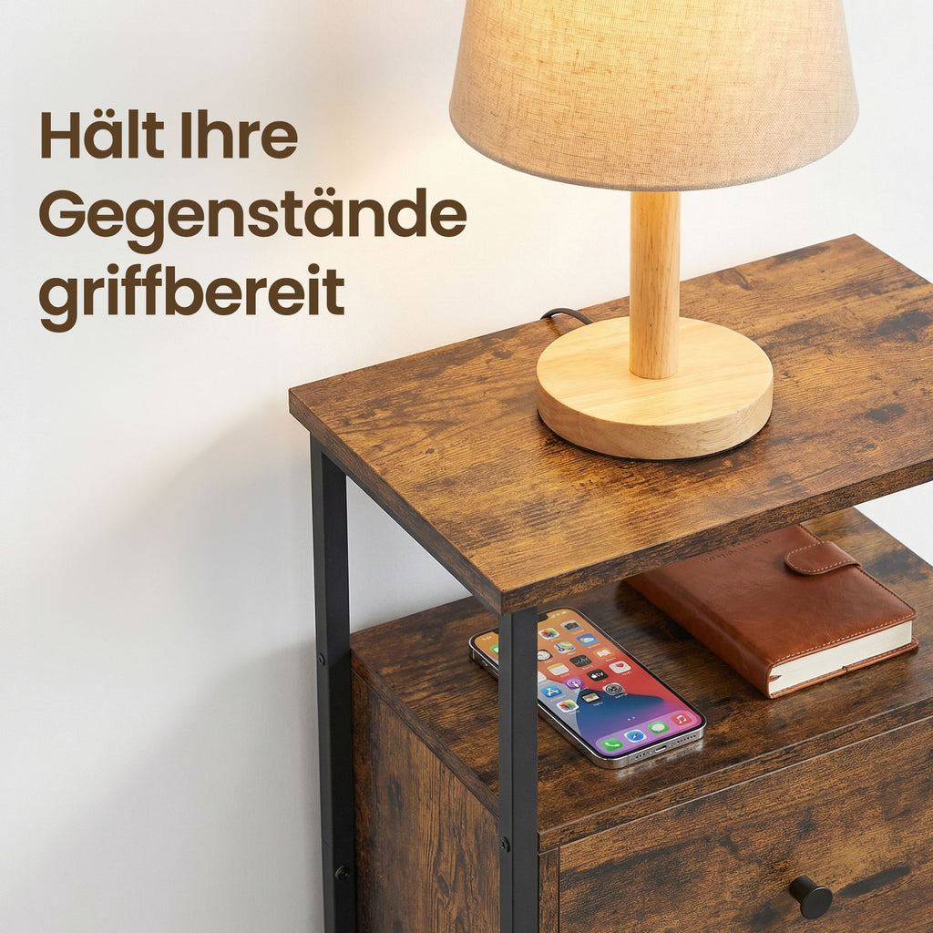 Nachttisch, Beistelltisch, mit 2 Schubladen