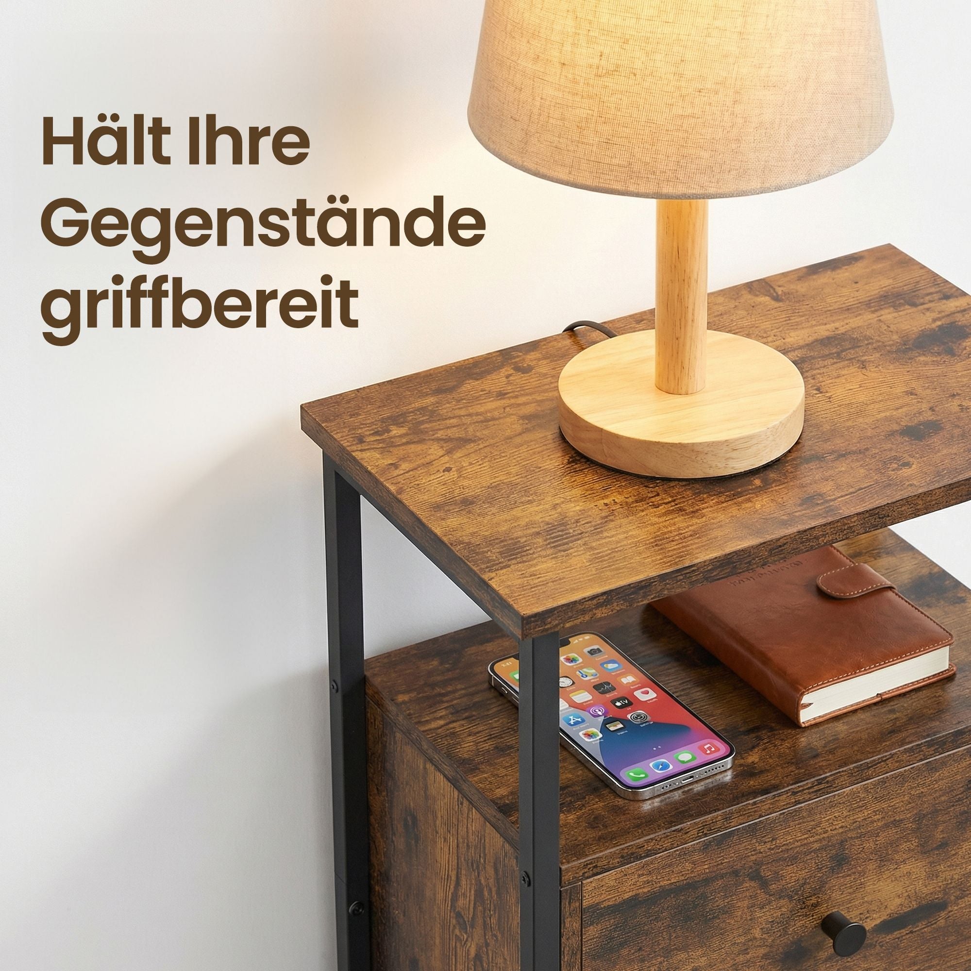 Nachttisch, Beistelltisch, mit 2 Schubladen
