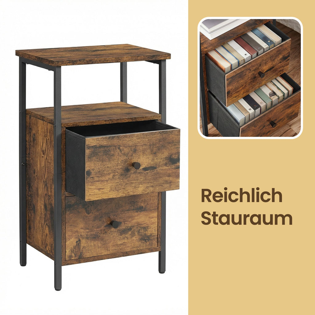 Nachttisch, Beistelltisch, mit 2 Schubladen