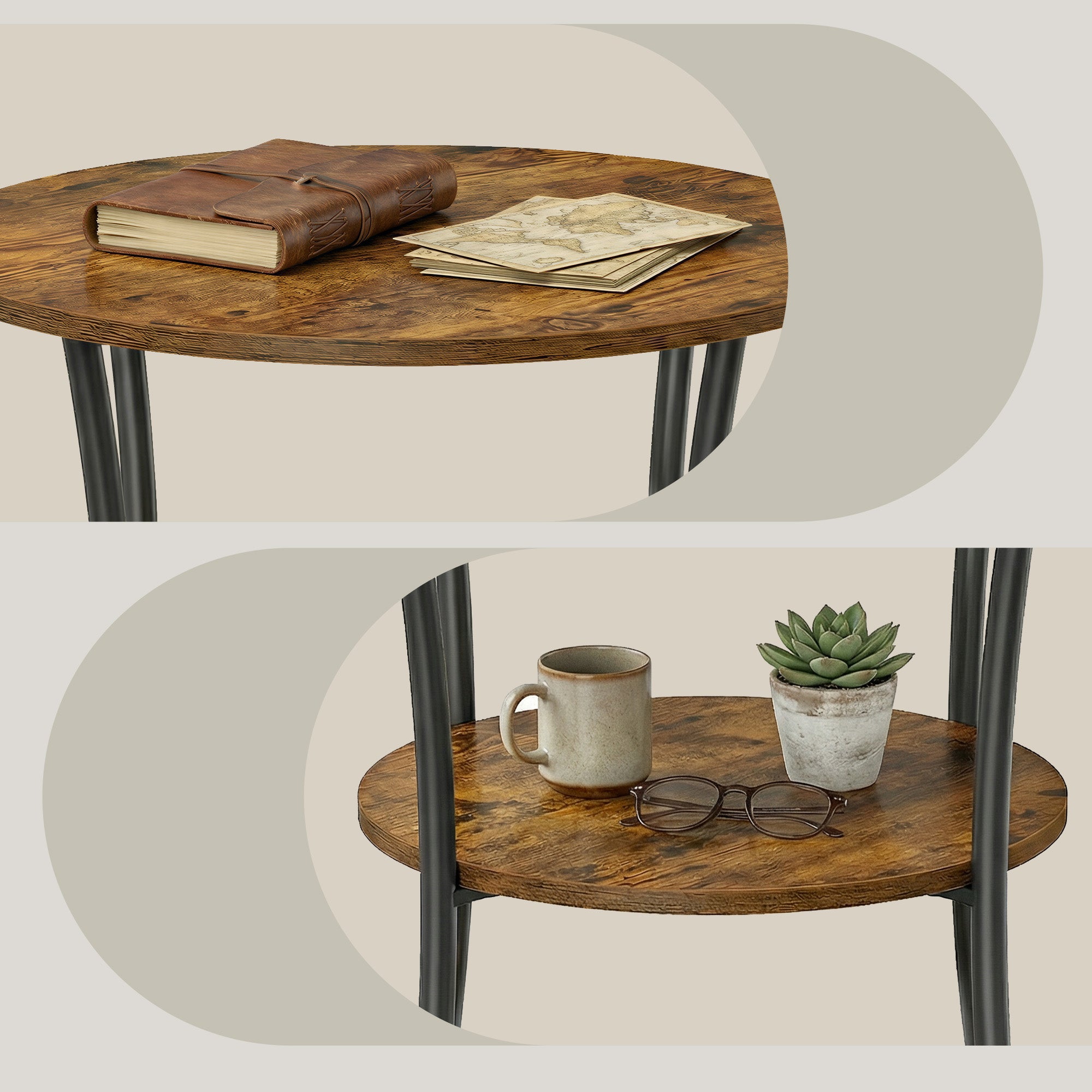 Beistelltisch, Couchtisch rund, Sofatisch