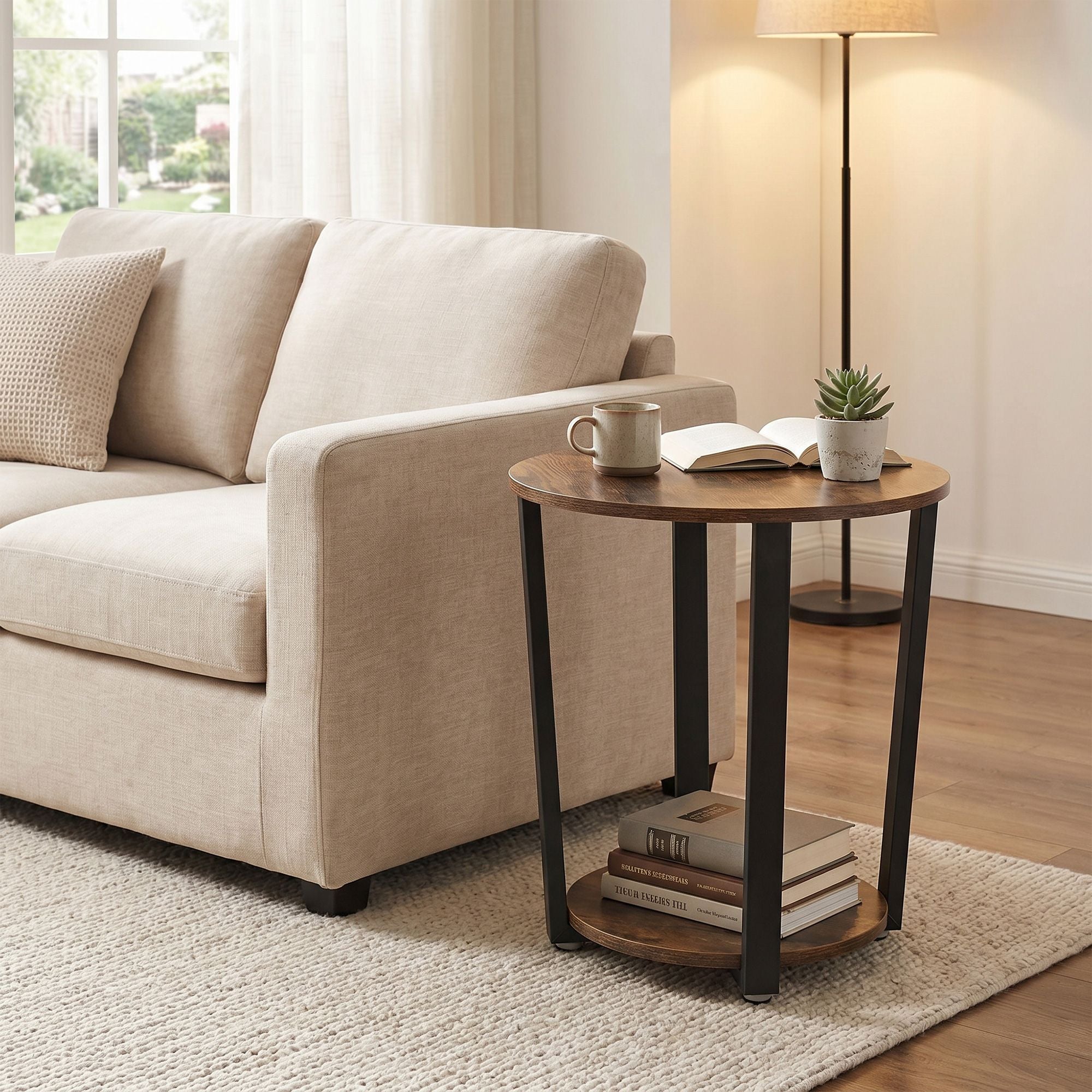 Beistelltisch für Wohnzimmer, kleiner Tisch rund, für Schlafzimmer