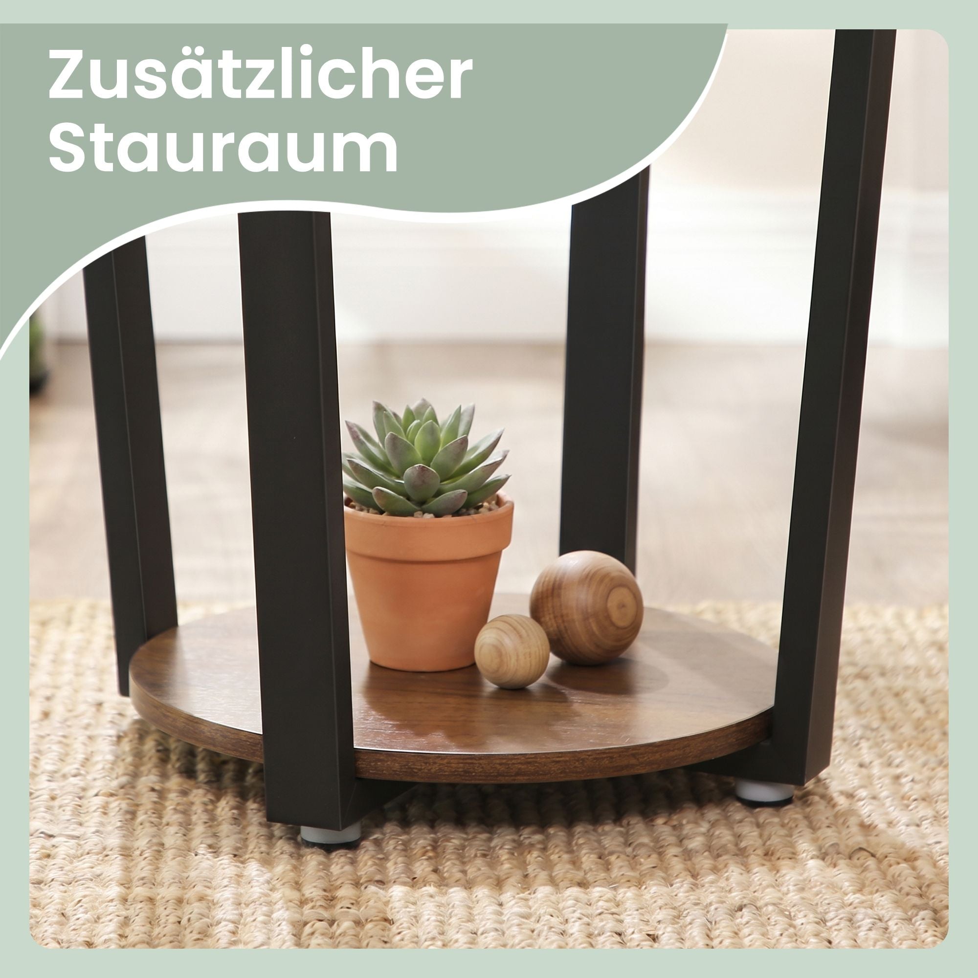 Beistelltisch für Wohnzimmer, kleiner Tisch rund, für Schlafzimmer