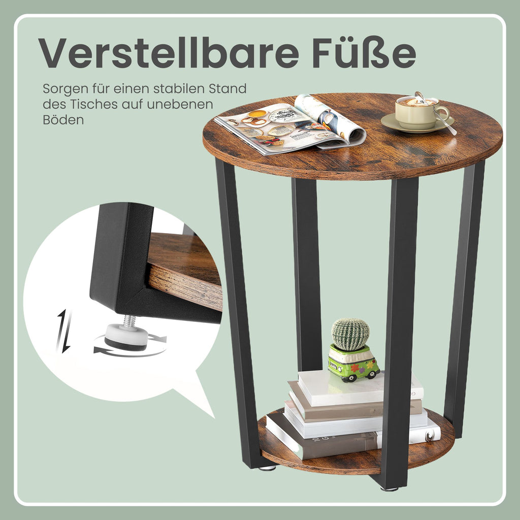 Beistelltisch für Wohnzimmer, kleiner Tisch rund, für Schlafzimmer