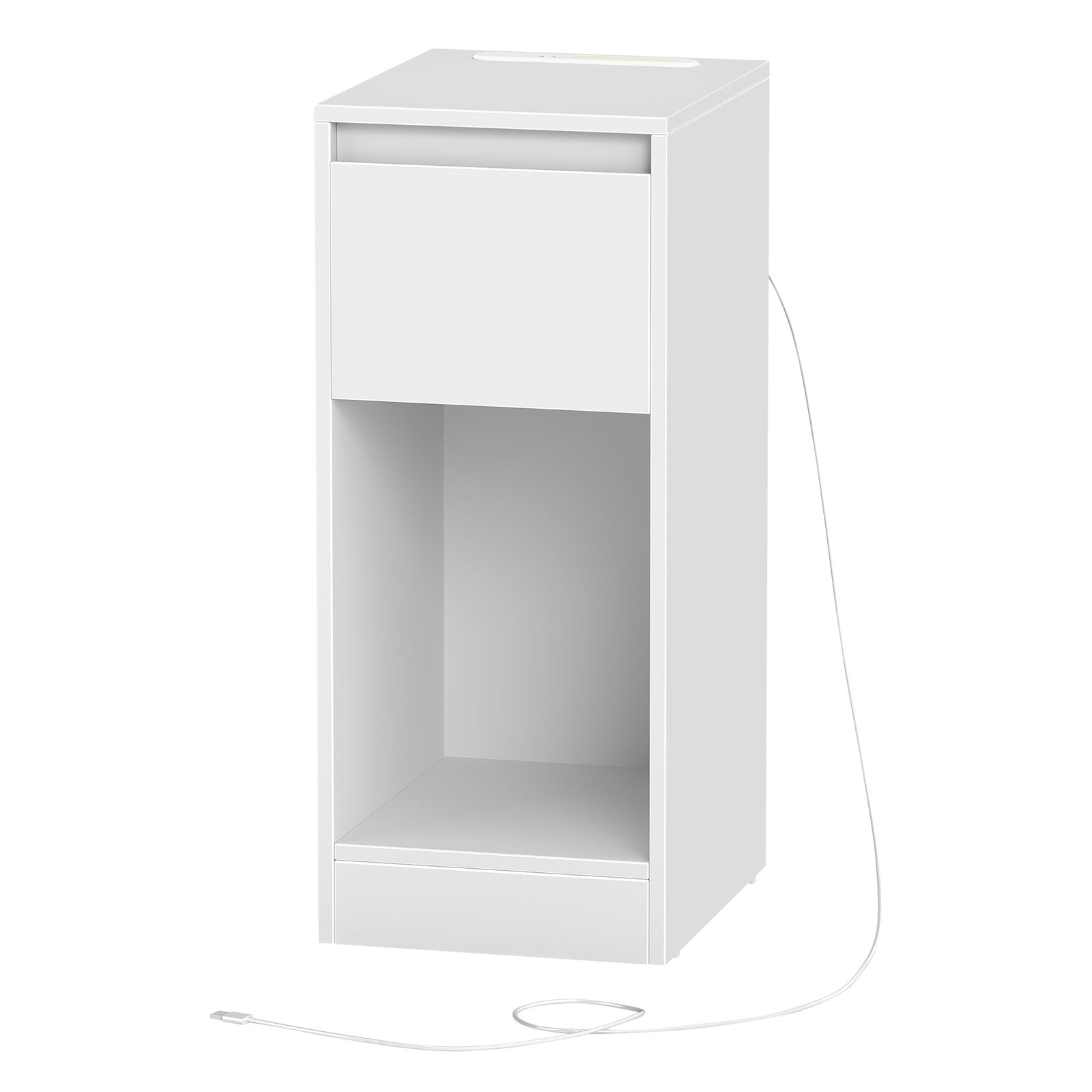 Schmaler Nachttisch, Nachtschrank, Beistelltisch mit LED-Beleuchtung