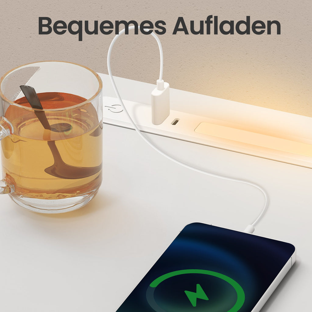 Schmaler Nachttisch, Nachtschrank, Beistelltisch mit LED-Beleuchtung