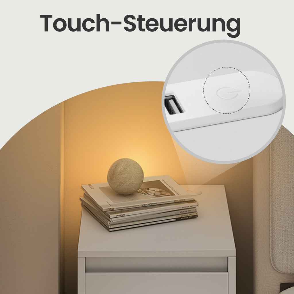 Schmaler Nachttisch, Nachtschrank, Beistelltisch mit LED-Beleuchtung
