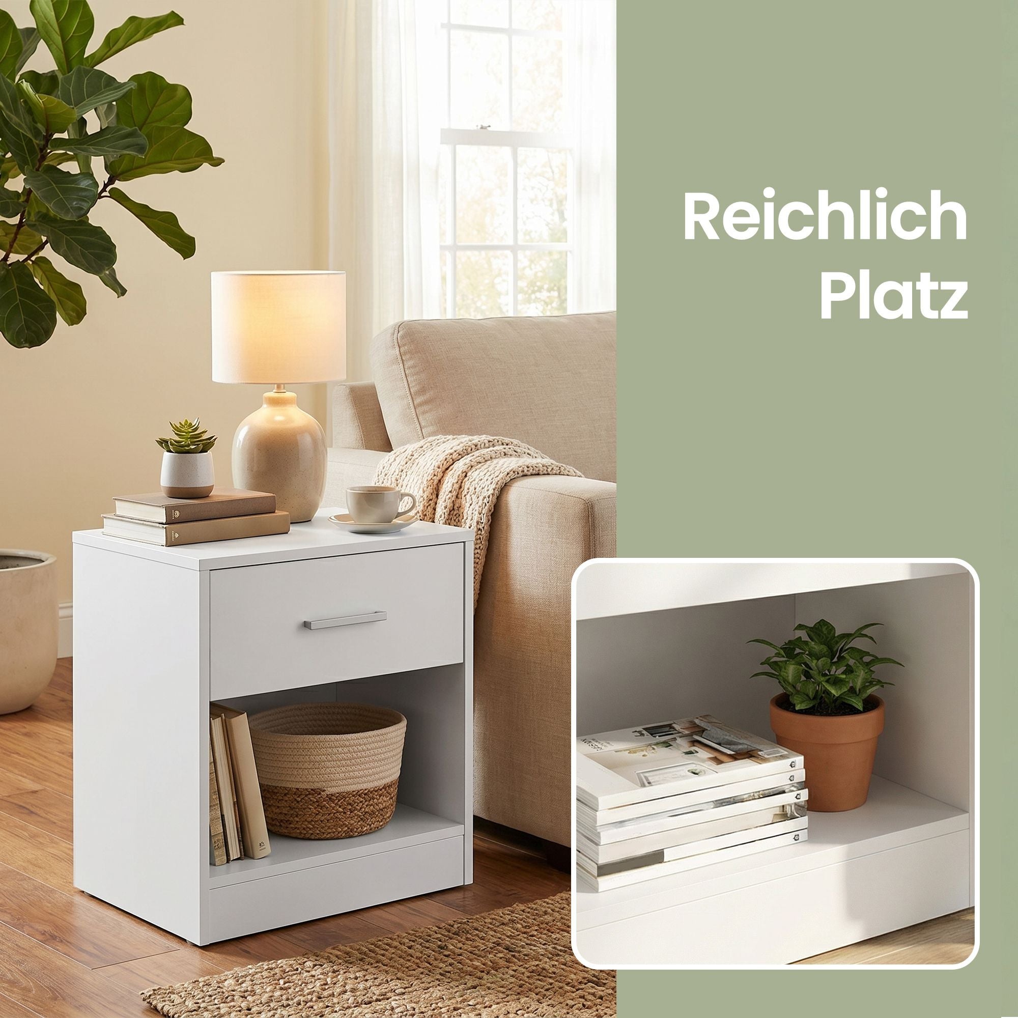 Nachttisch, Beistelltisch, mit Schublade