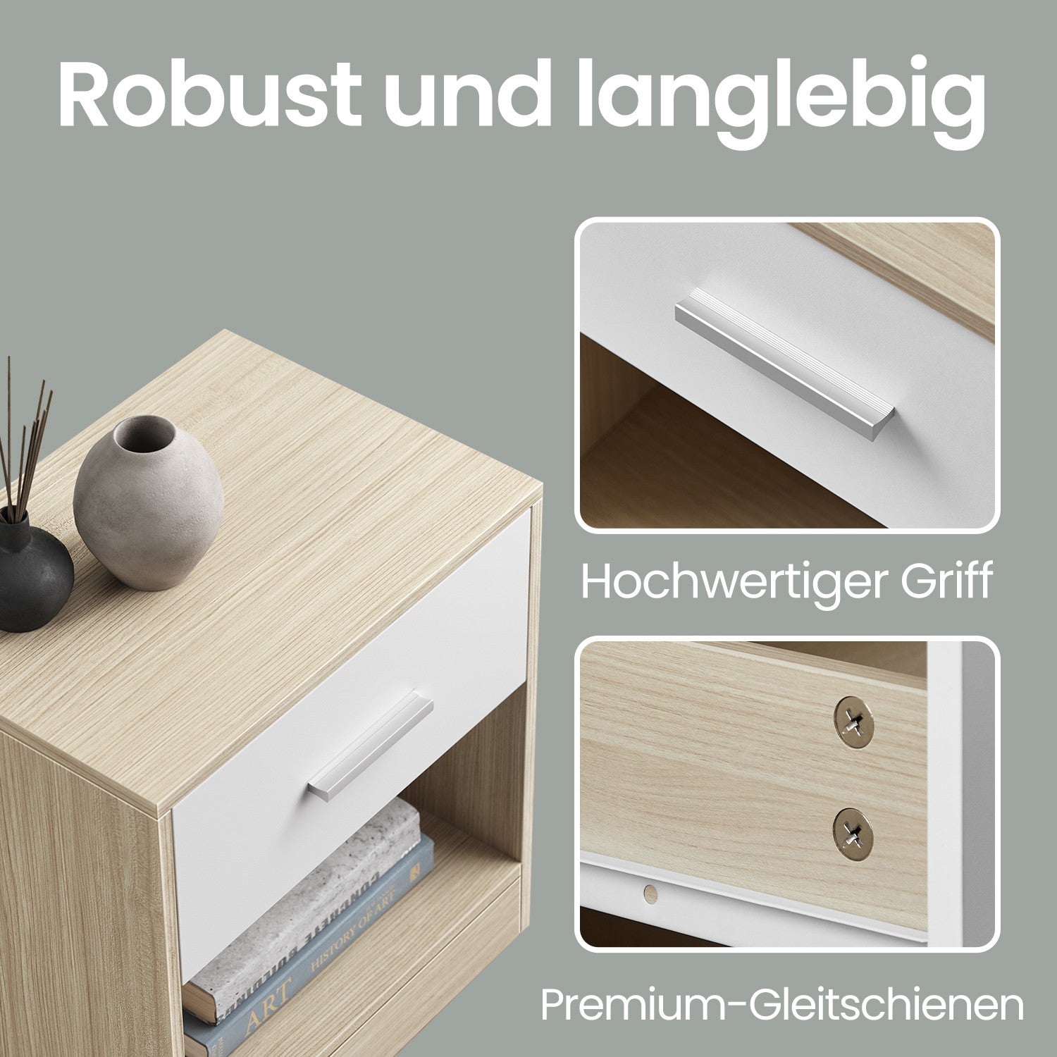 Nachttisch, Beistelltisch, mit Schublade