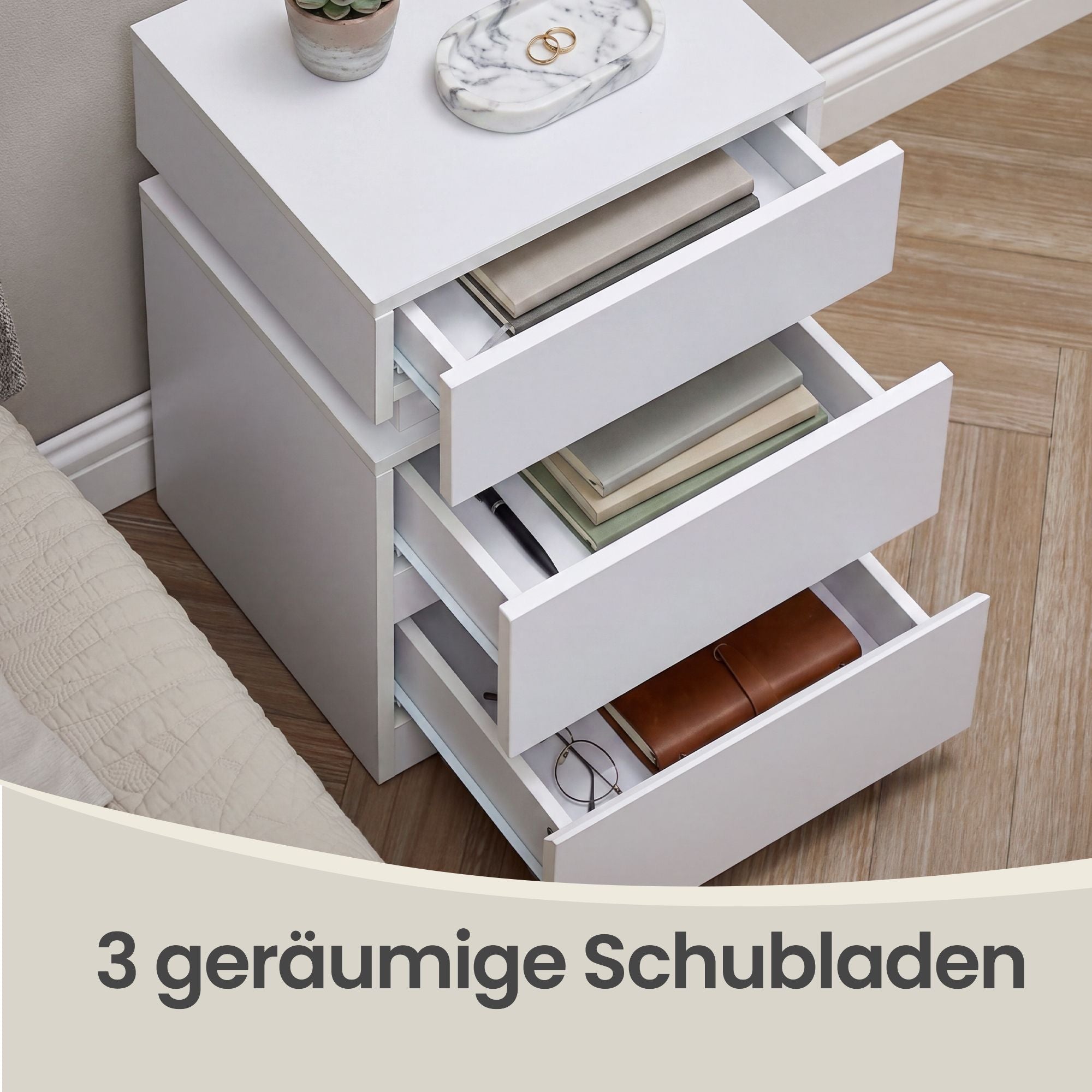 Nachttisch mit LED-Beleuchtung, Beistelltisch, einstellbare Farben