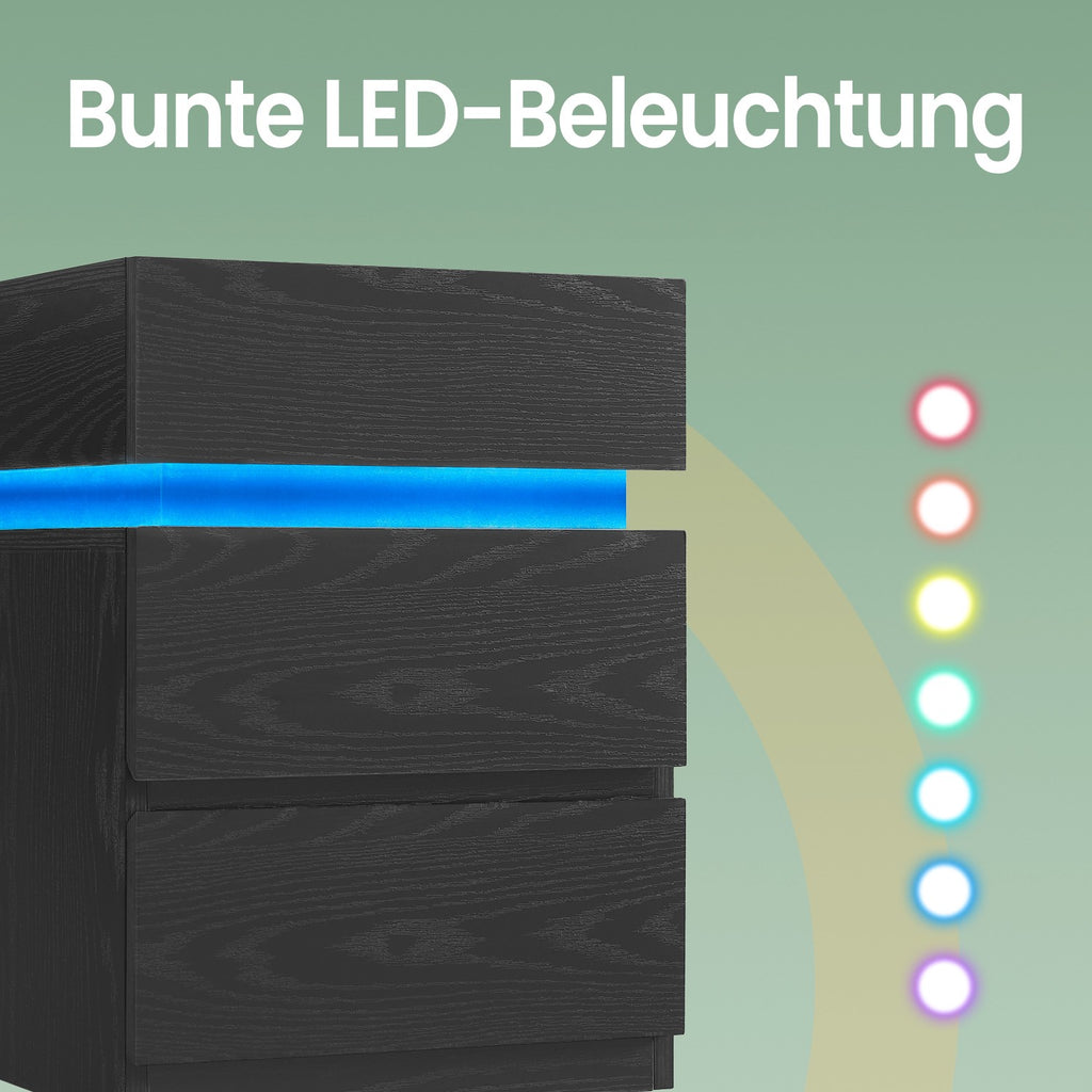 Nachttisch mit LED-Beleuchtung, Beistelltisch, einstellbare Farben