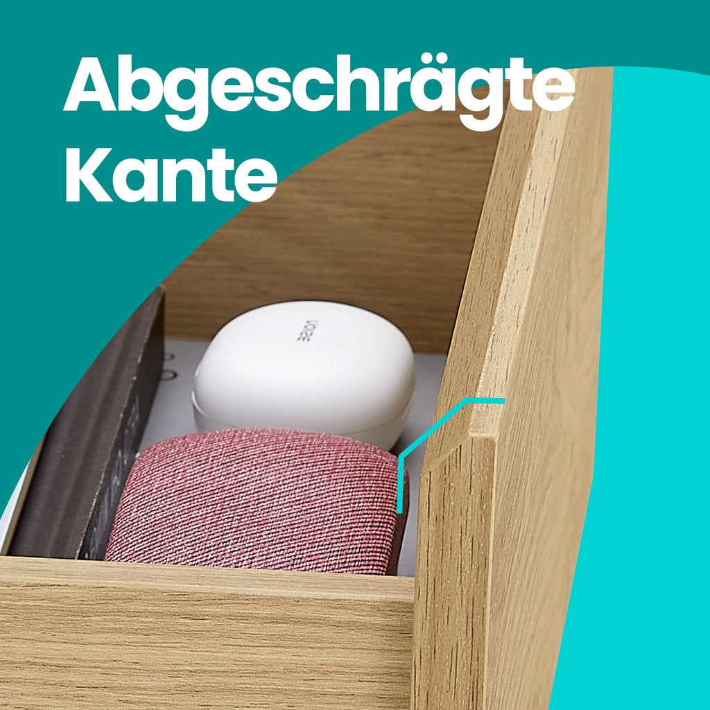 Nachttisch modern mit 3 Schubladen strohgelb