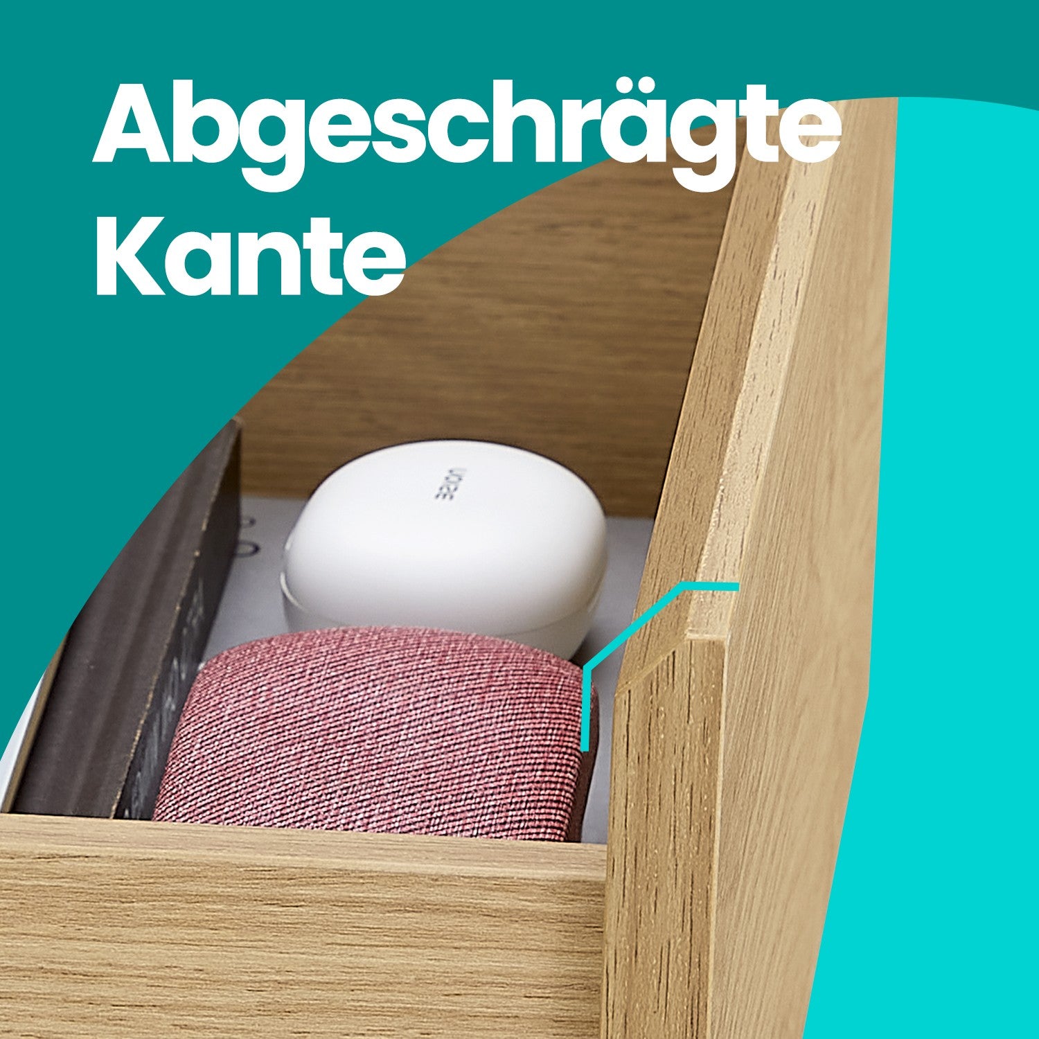 Nachttisch modern mit 3 Schubladen strohgelb